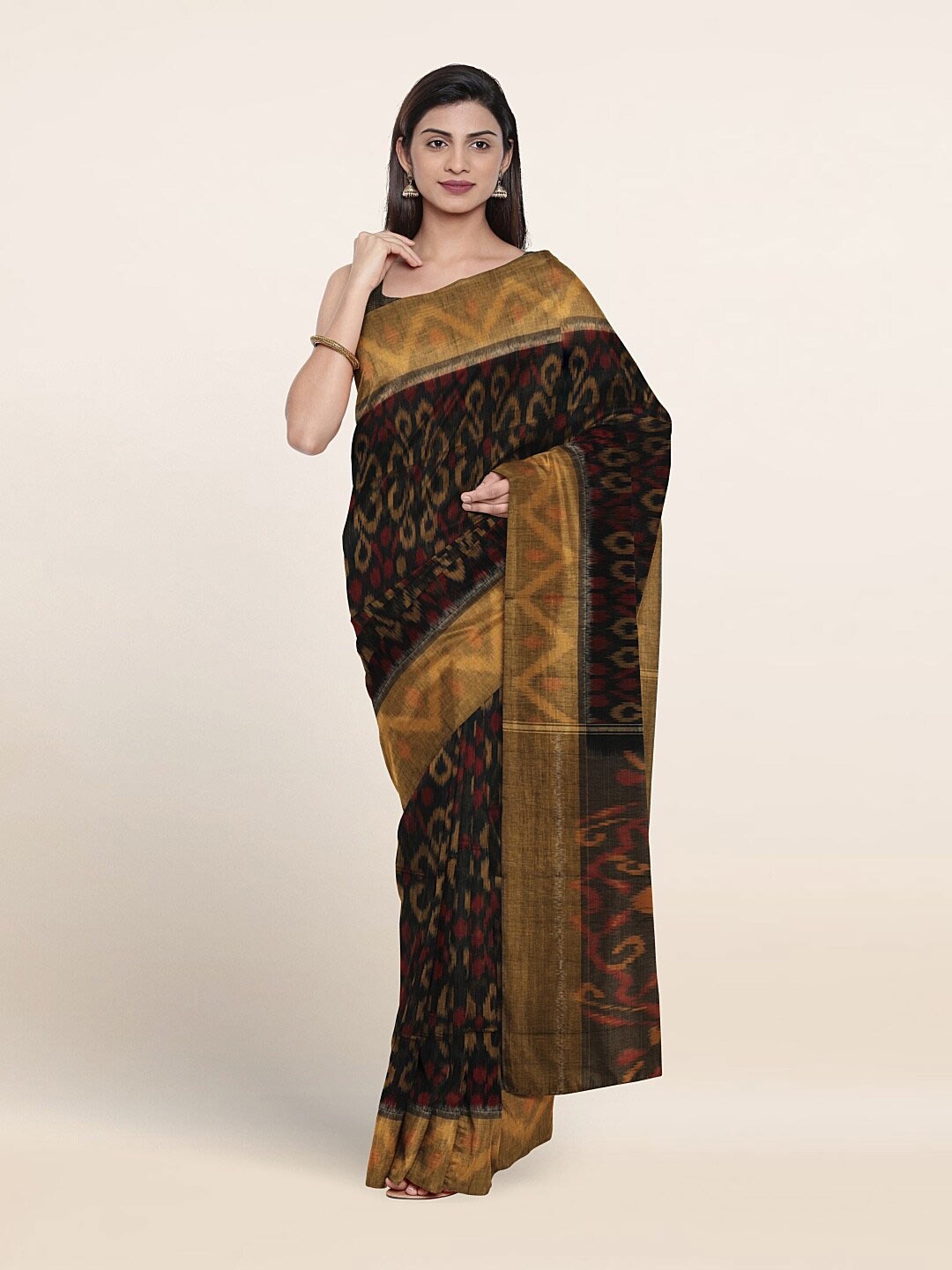 

Pothys Woven Design Ethnic Motifs Pure Silk Saree, Black