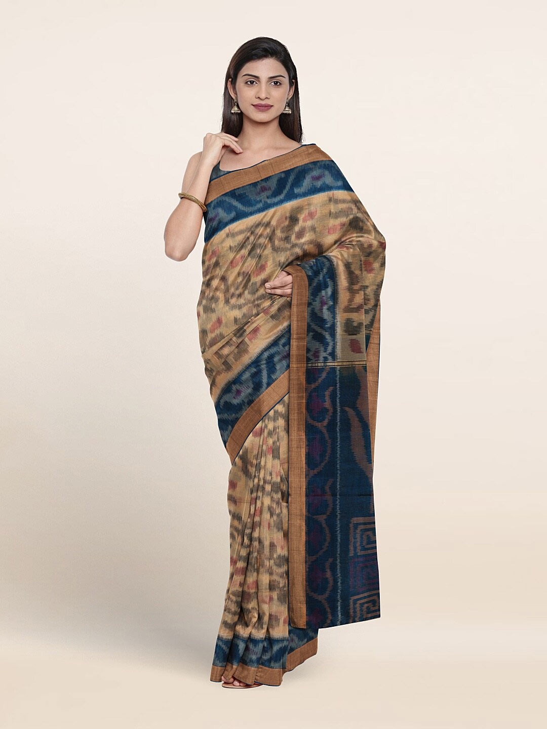 

Pothys Woven Design Floral Pure Silk Saree, Cream