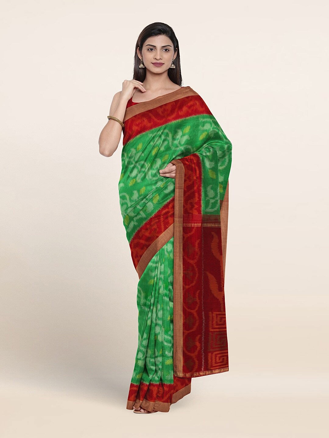 

Pothys Floral Woven Design Pure Silk Saree, Green