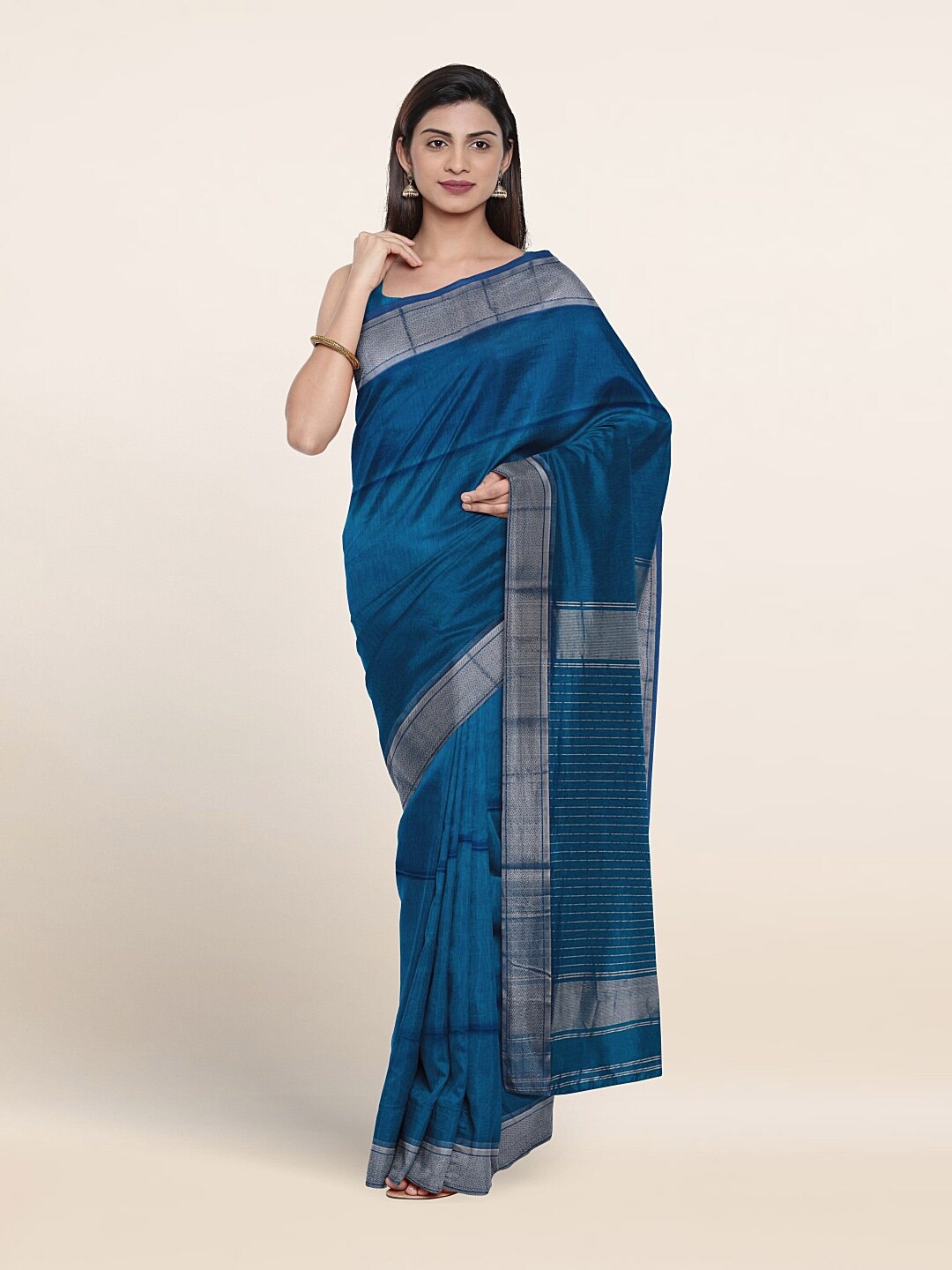 

Pothys Zari Maheshwari Silk Saree, Blue