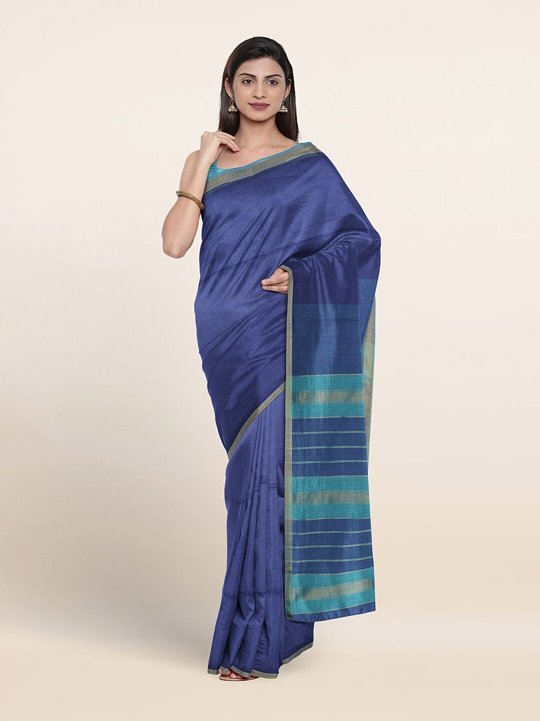 

Pothys Zari Maheshwari Silk Saree, Blue