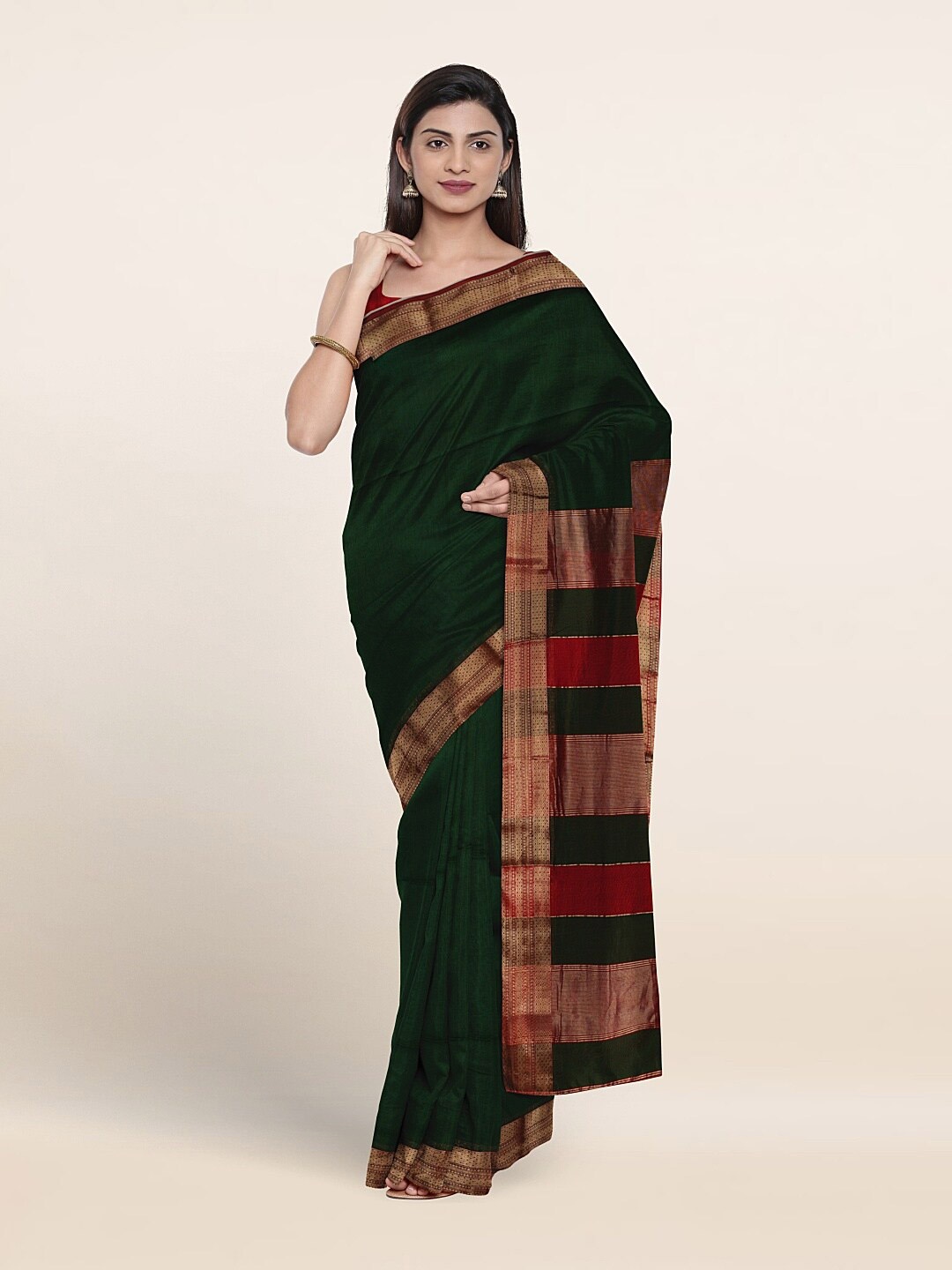 

Pothys Woven Design Zari Pure Silk Saree, Green