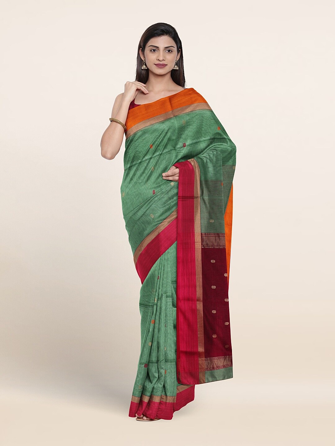 

Pothys Woven Design Zari Pure Silk Saree, Green