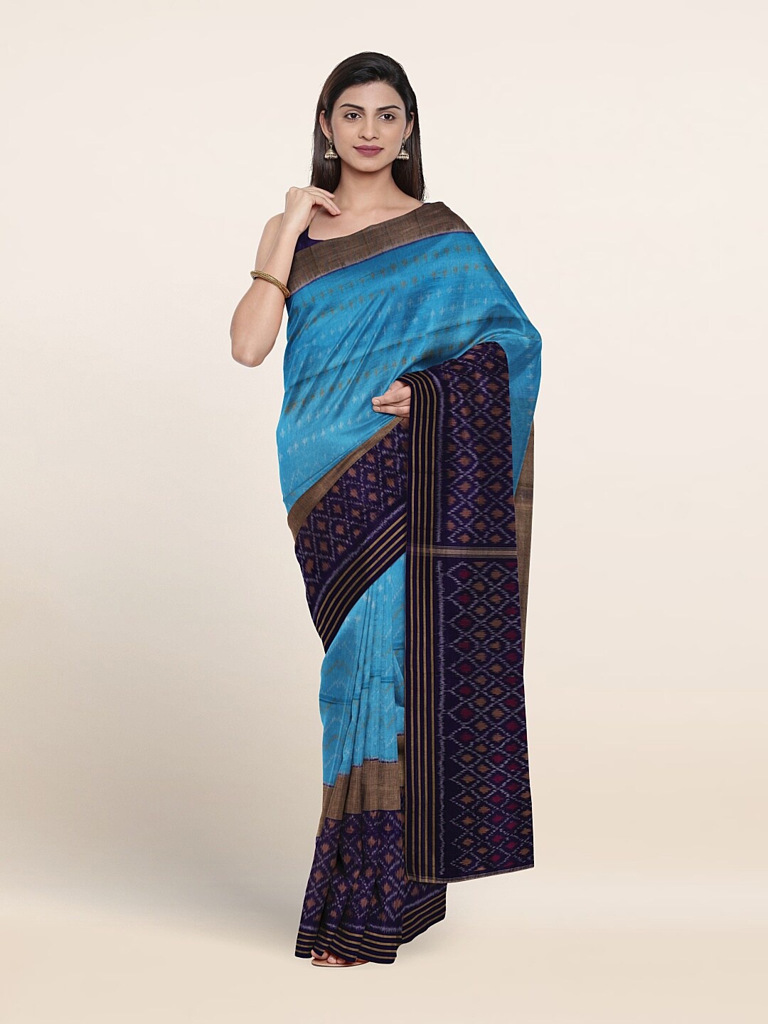 

Pothys Woven Design Pure Silk Cotton Saree, Blue