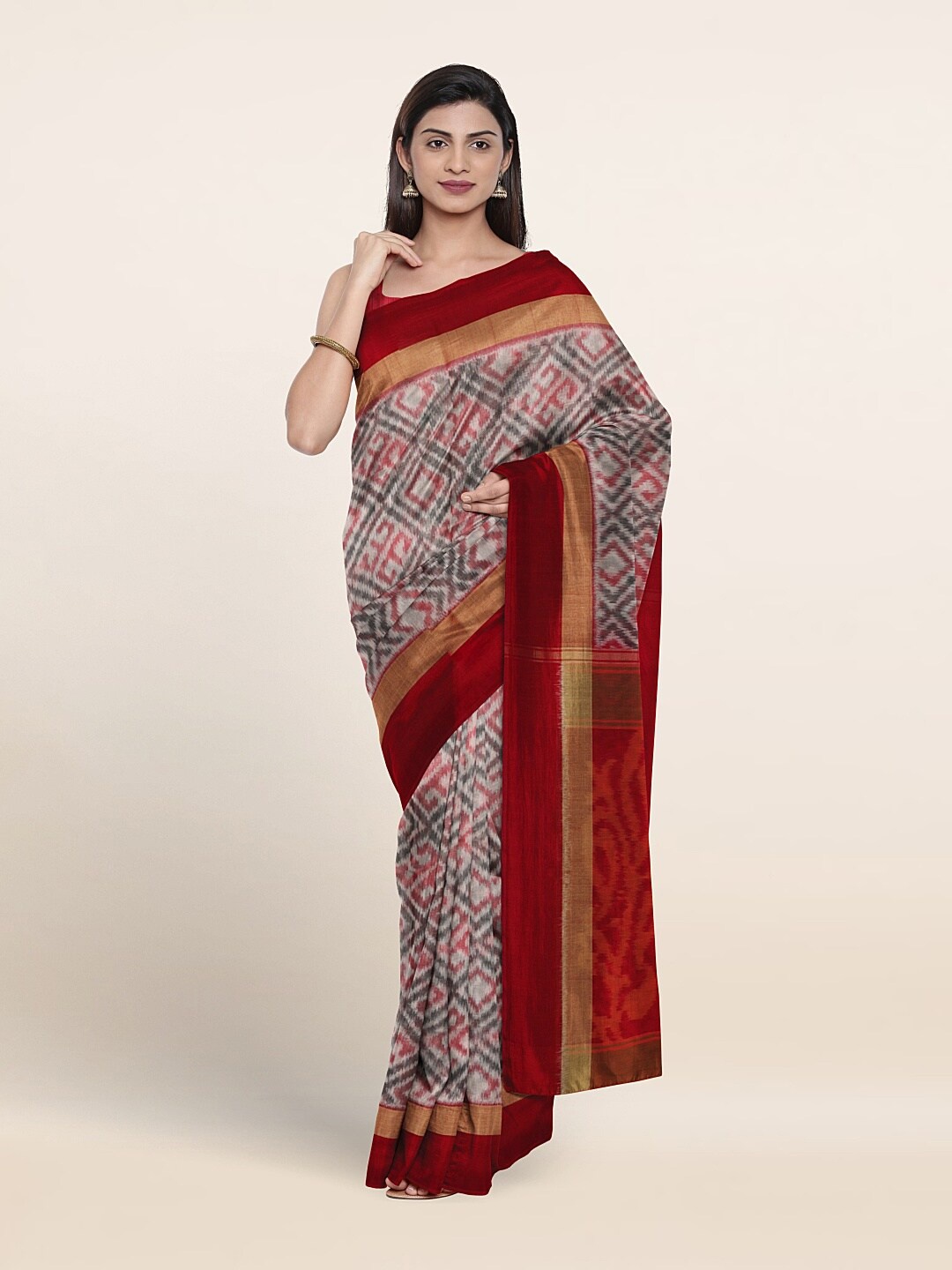 

Pothys Woven Design Pure Silk Cotton Saree, Cream