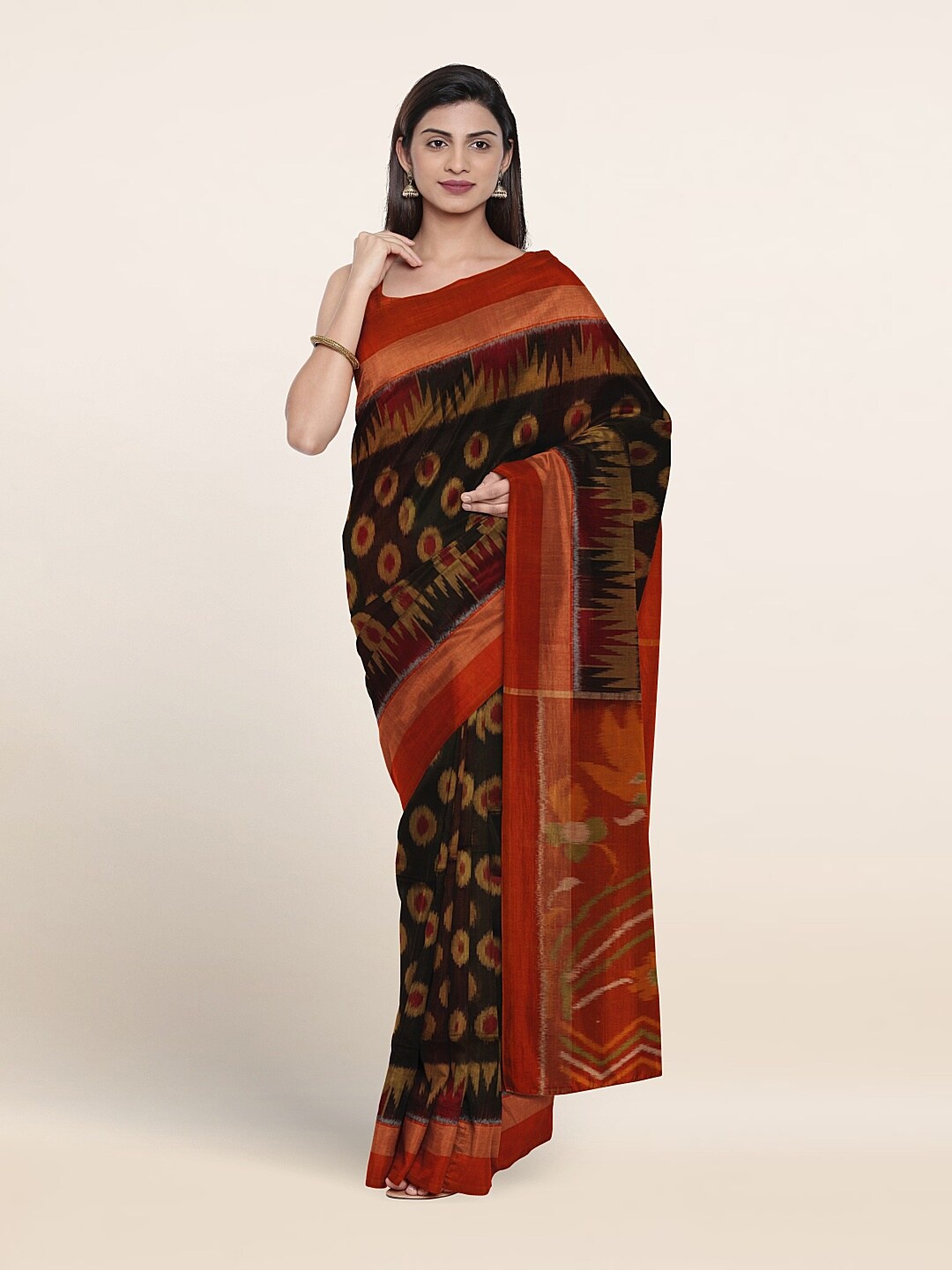 

Pothys Ethnic Motifs Printed Zari Pure Silk Saree, Black