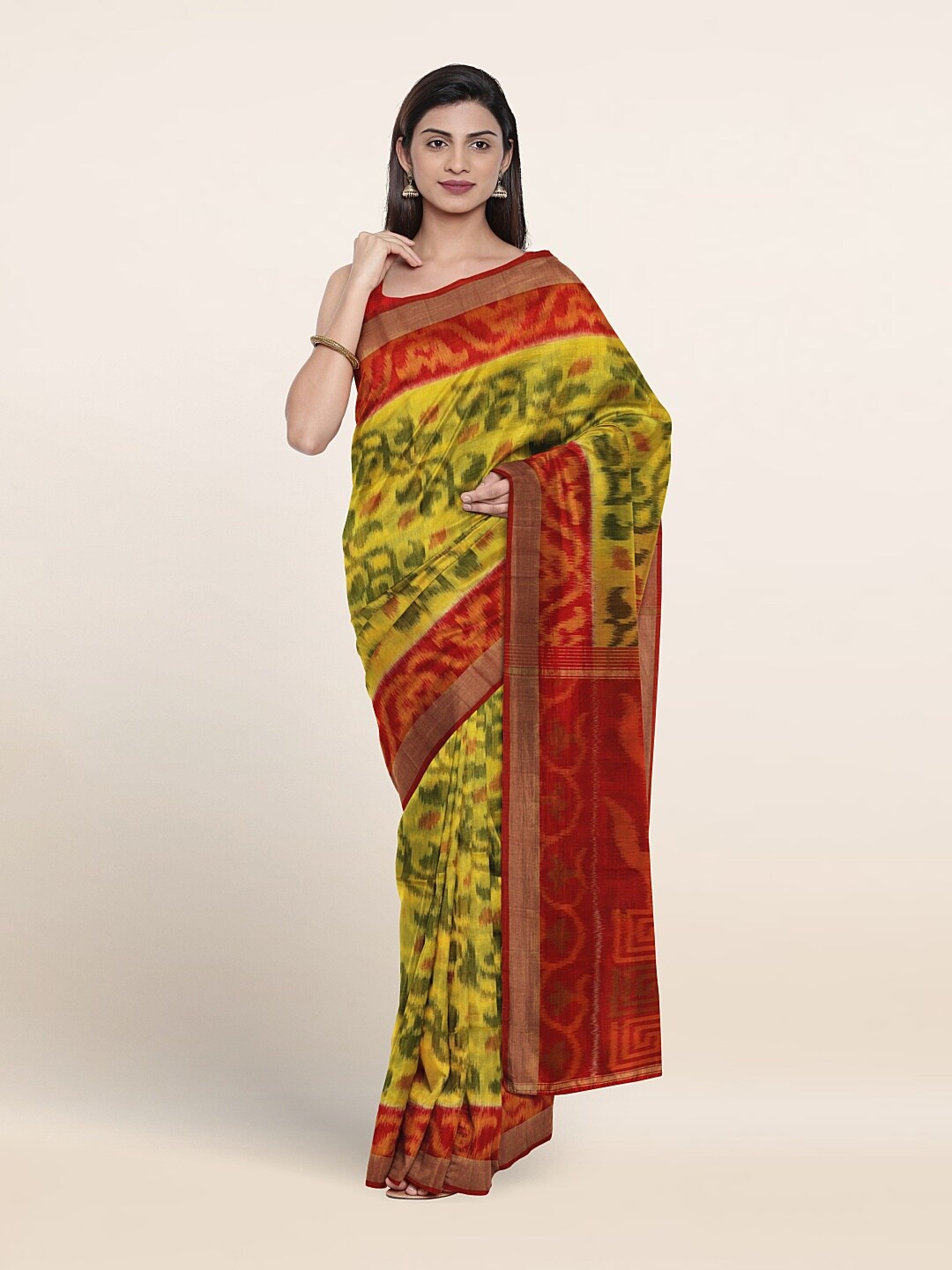 

Pothys Floral Zari Pure Silk Saree, Yellow