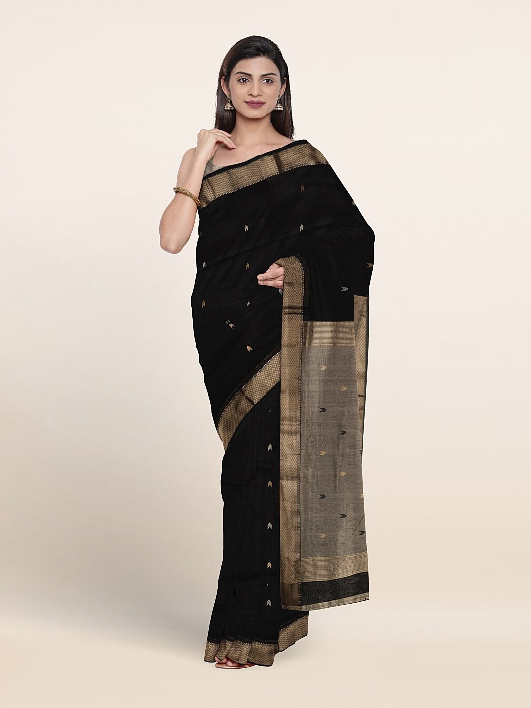 

Pothys Woven Design Zari Pure Silk Saree, Black