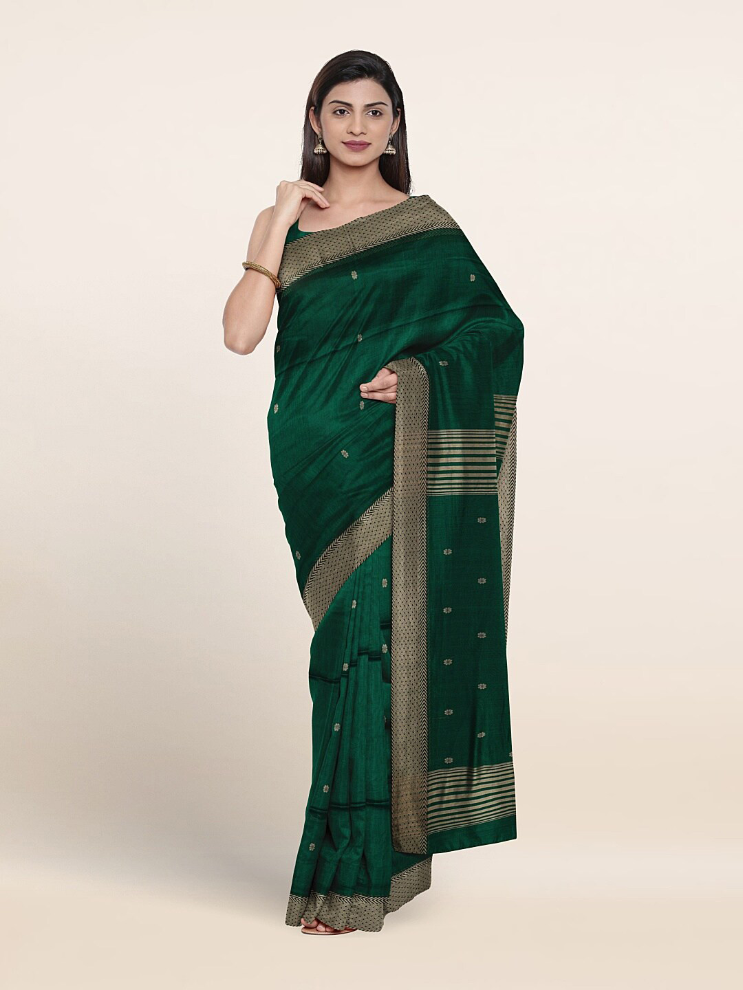 

Pothys Floral Zari Pure Silk Saree, Green