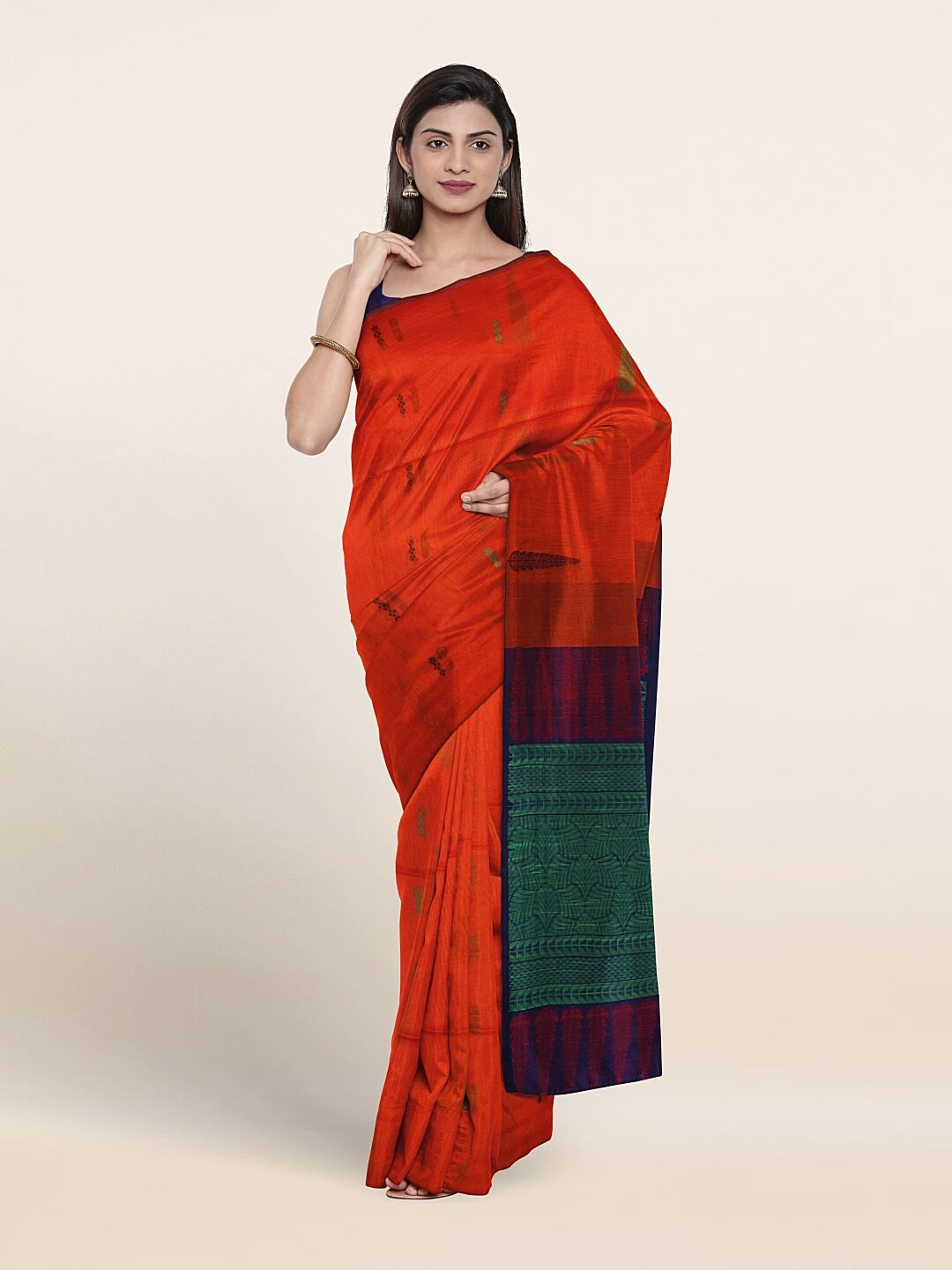 

Pothys Woven Design Zari Pure Silk Saree, Orange
