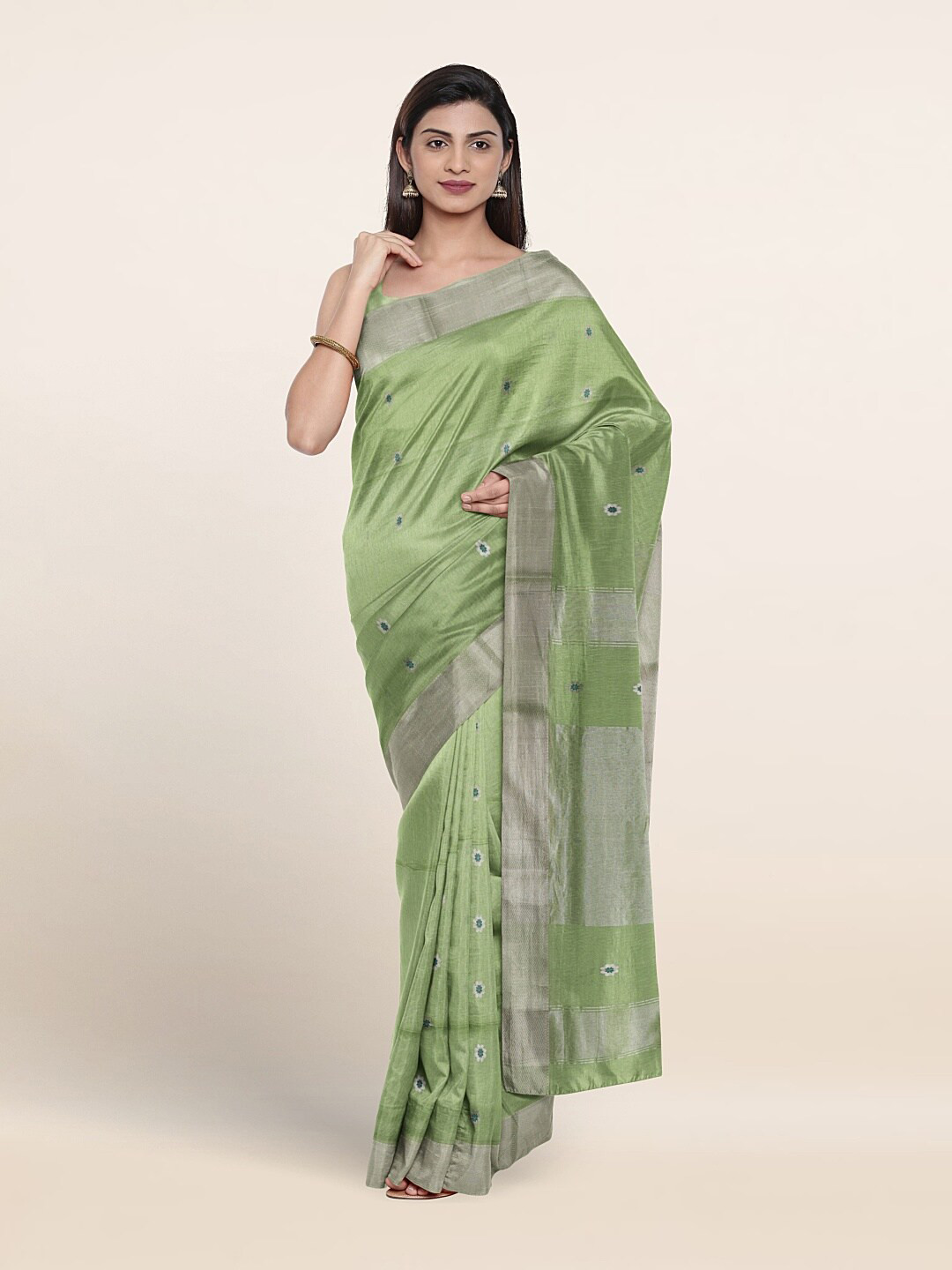

Pothys Woven Design Zari Pure Silk Saree, Green