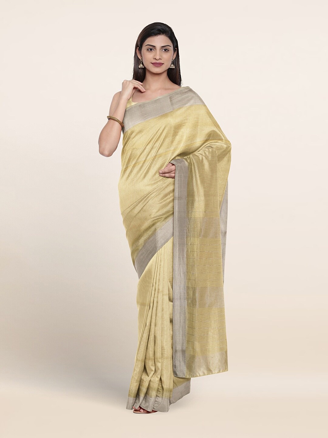 

Pothys Zari Bordered Pure Silk Saree, Cream