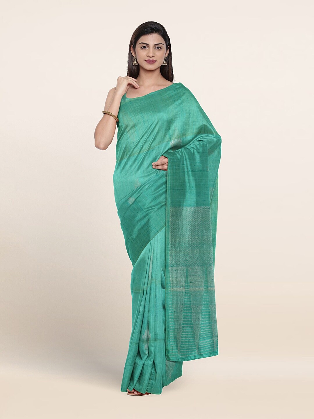 

Pothys Woven Design Zari Pure Silk Saree, Green