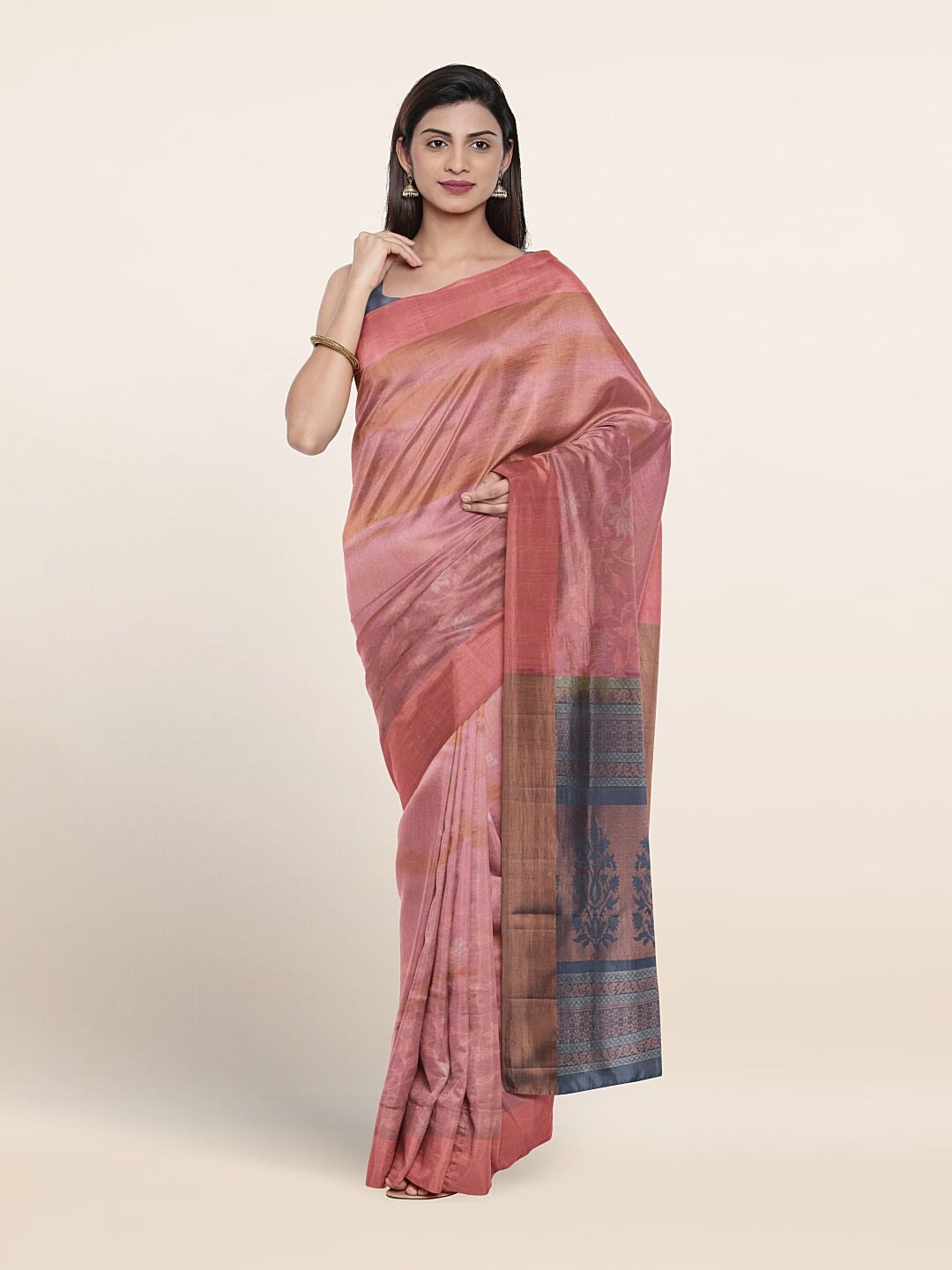 

Pothys Woven Design Zari Pure Silk Saree, Peach