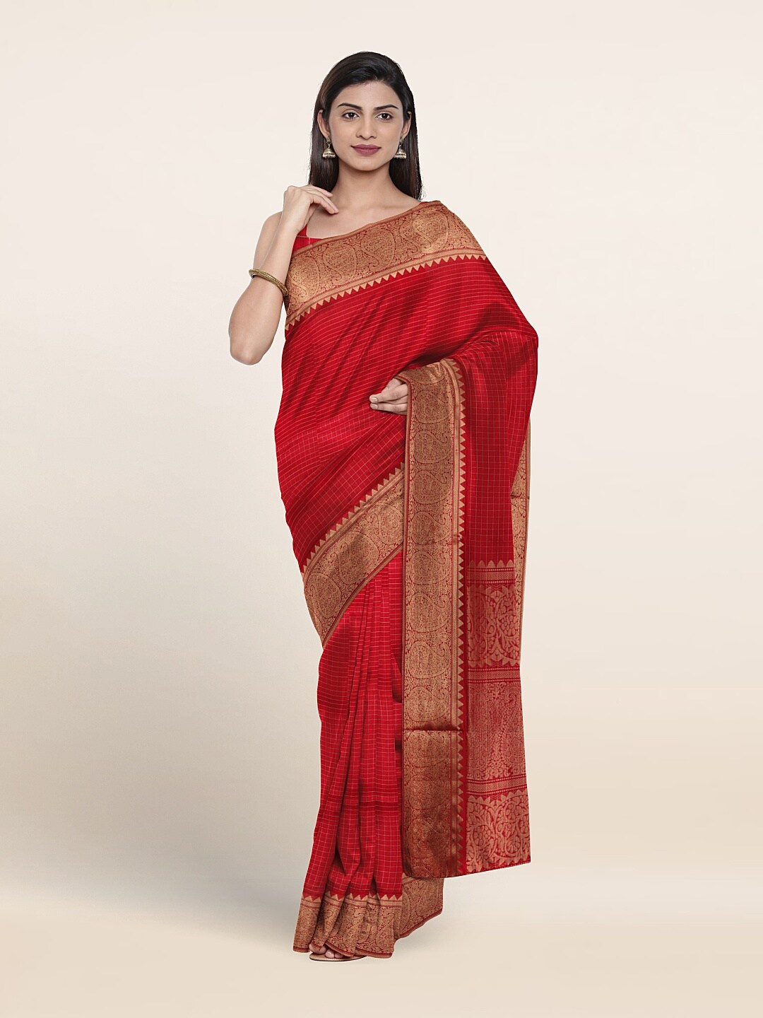 

Pothys Woven Design Zari Pure Silk Saree, Red