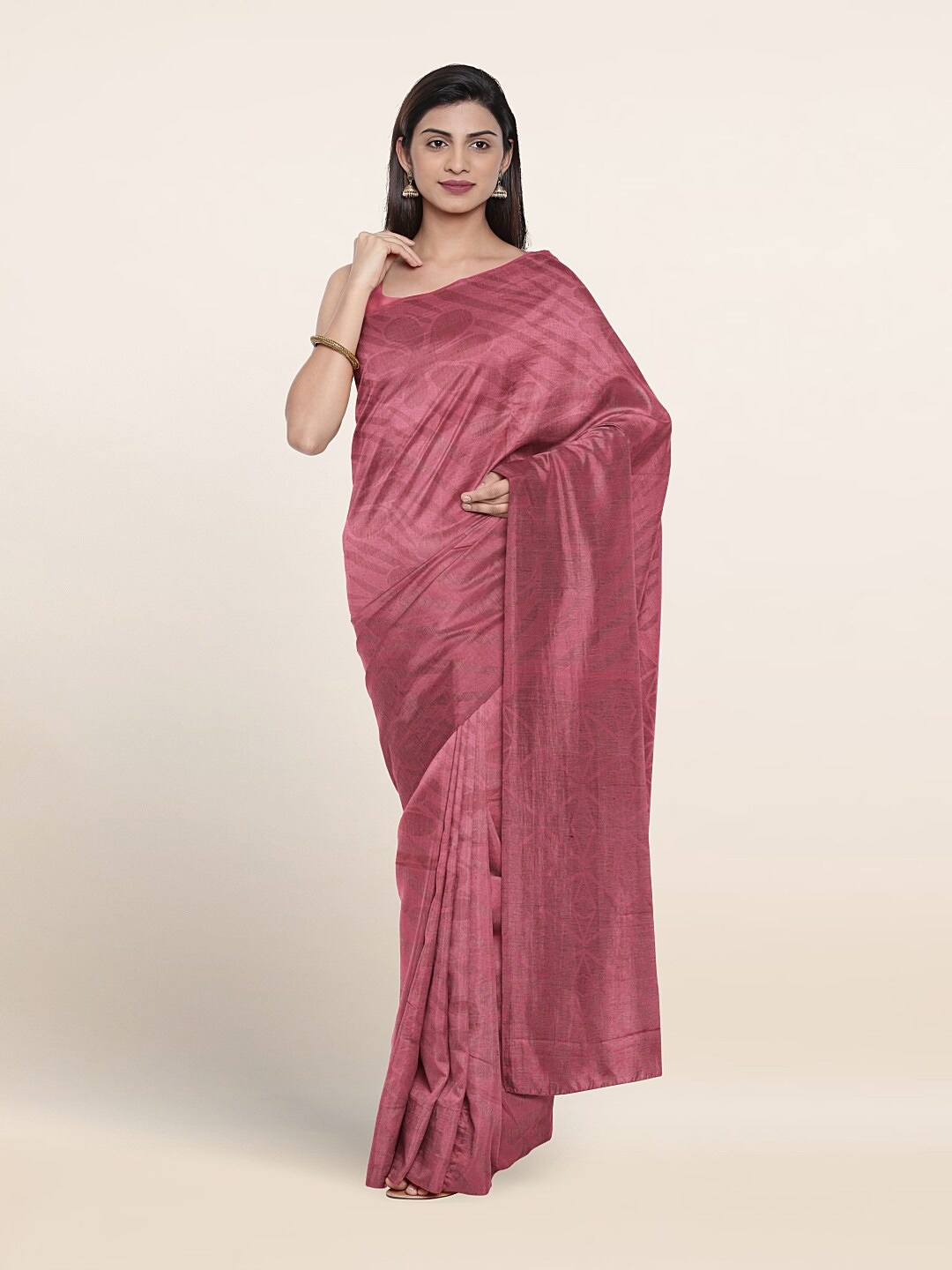 

Pothys Floral Printed Zari Pure Silk Saree, Pink