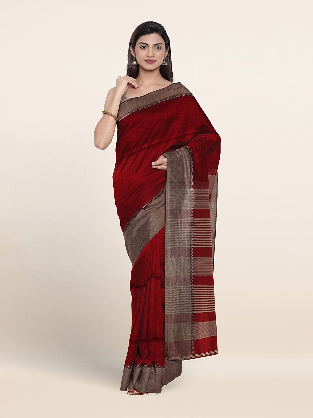 

Pothys Zari Maheshwari Pure Silk Saree, Maroon