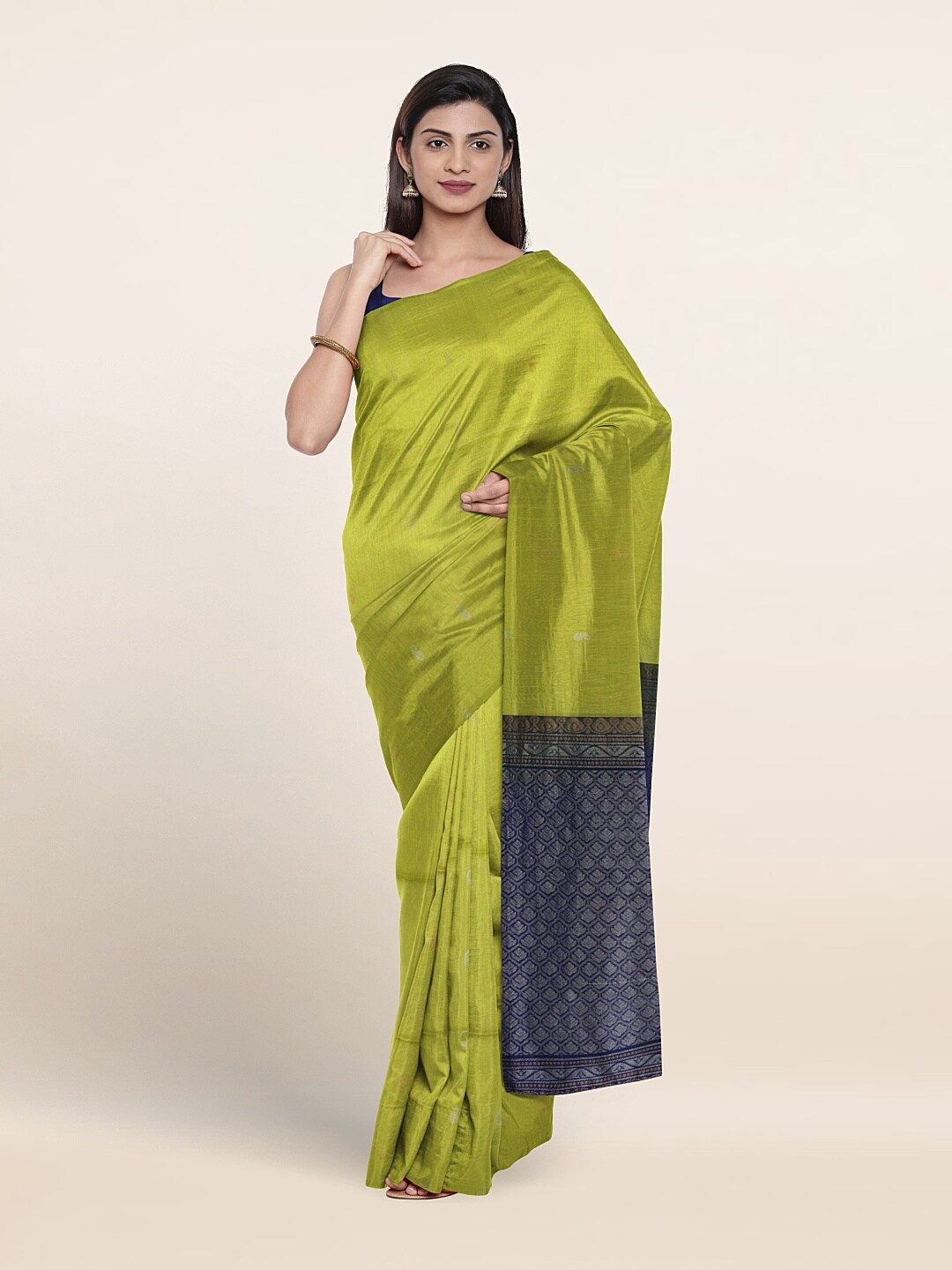 

Pothys Ethnic Motif Woven Design Zari Pure Silk Saree, Green