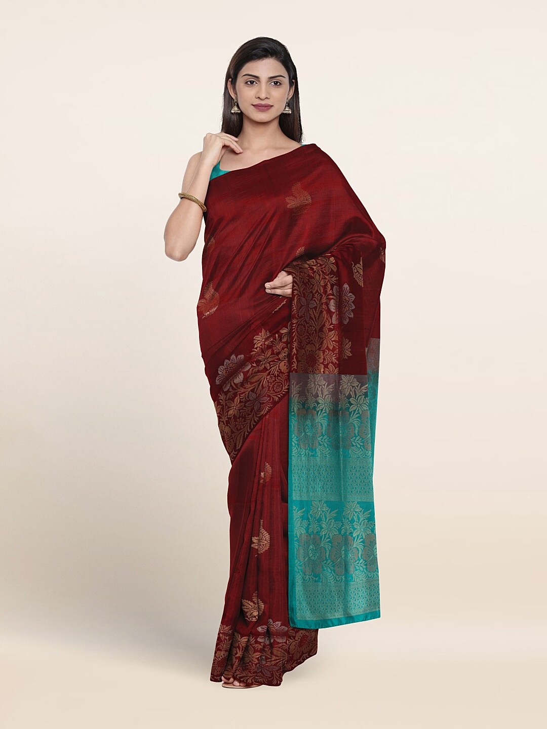 

Pothys Woven Design Zari Pure Silk Saree, Maroon