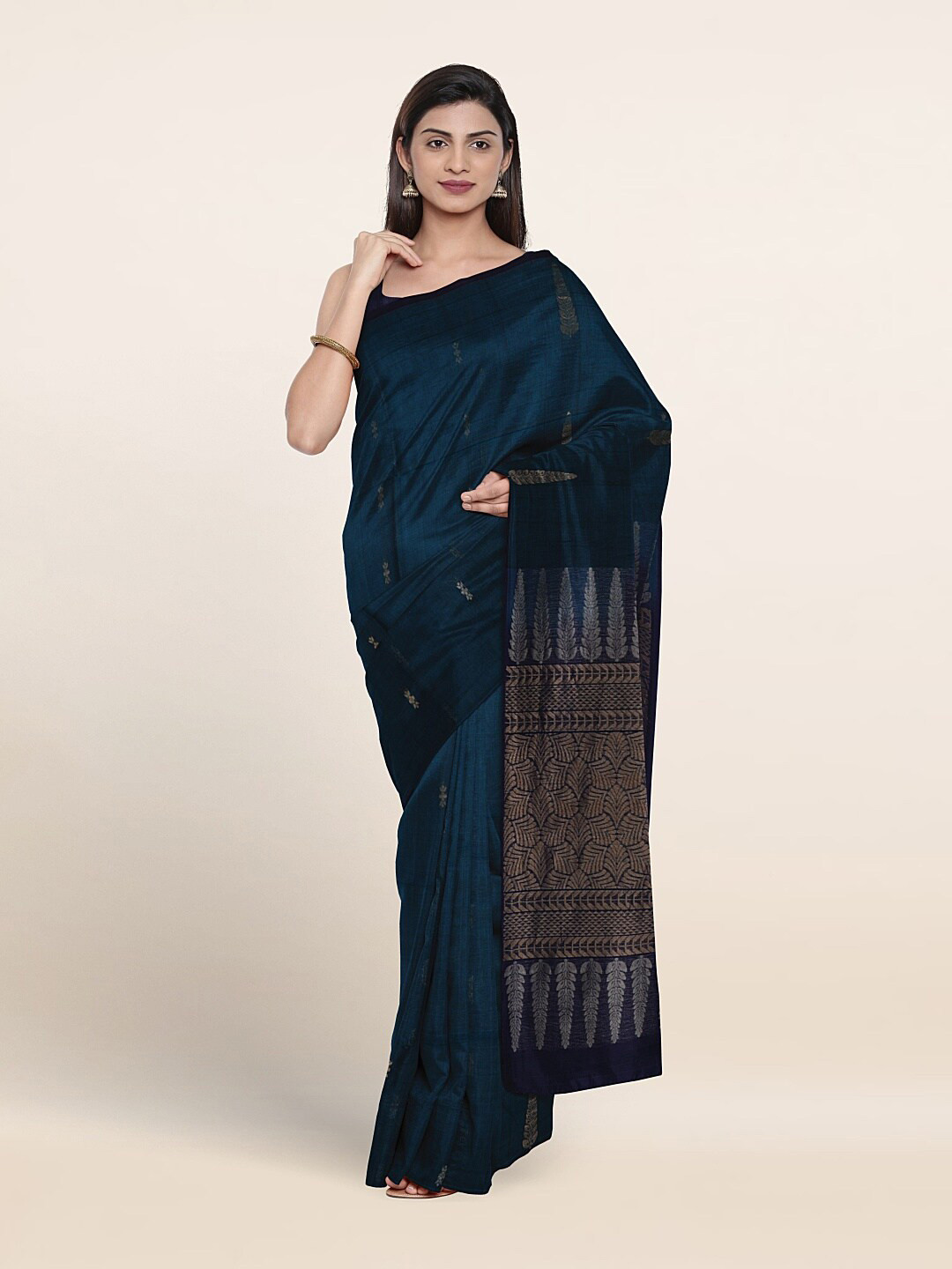 

Pothys Woven Design Zari Pure Silk Saree, Teal