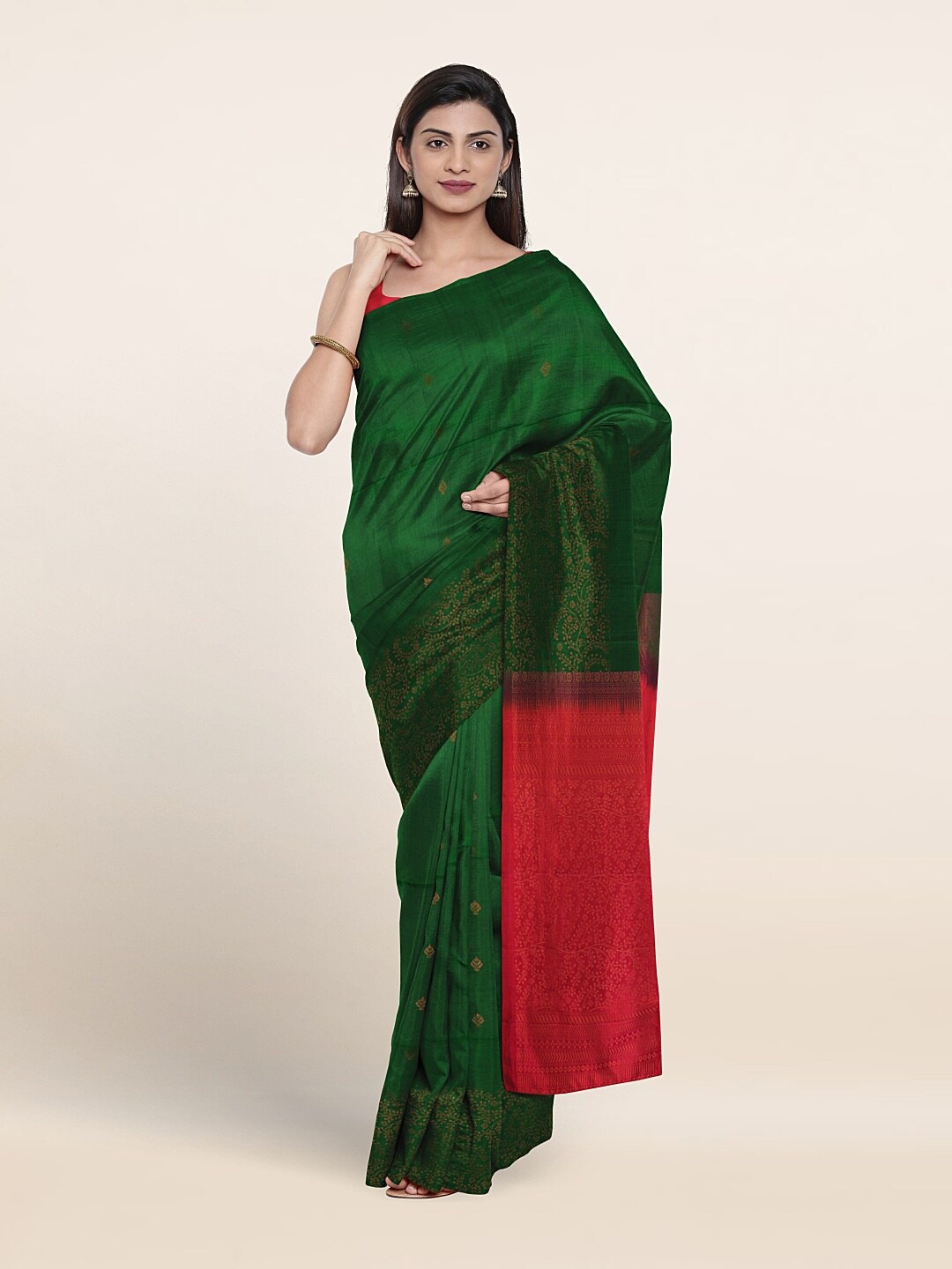 

Pothys Woven Design Zari Pure Silk Saree, Green