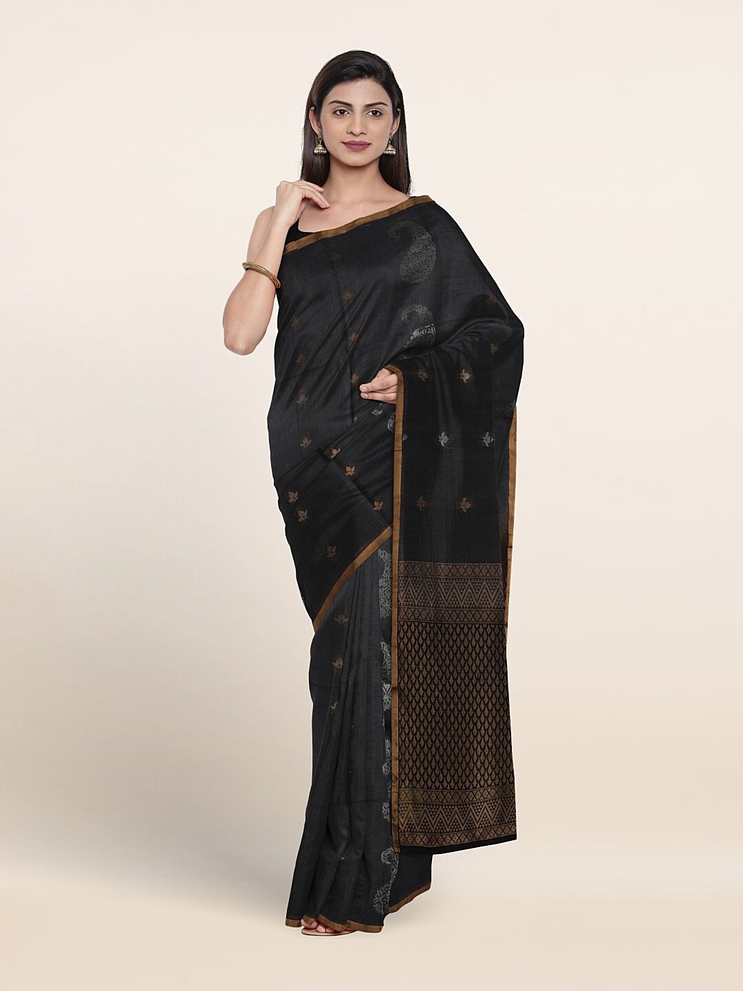 

Pothys Woven Design Zari Pure Silk Saree, Grey