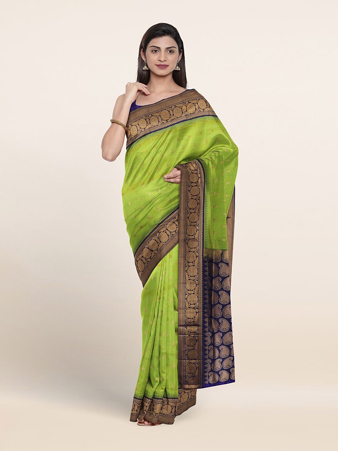 

Pothys Woven Design Zari Pure Silk Saree, Green