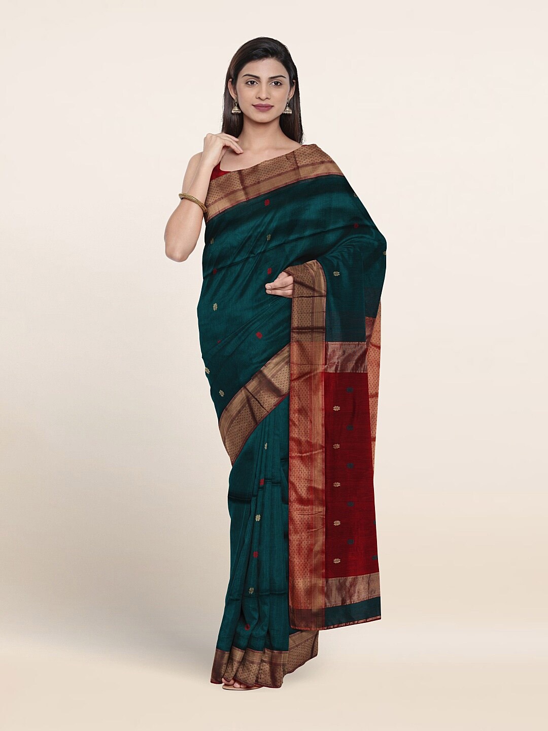 

Pothys Woven Design Zari Pure Silk Saree, Green