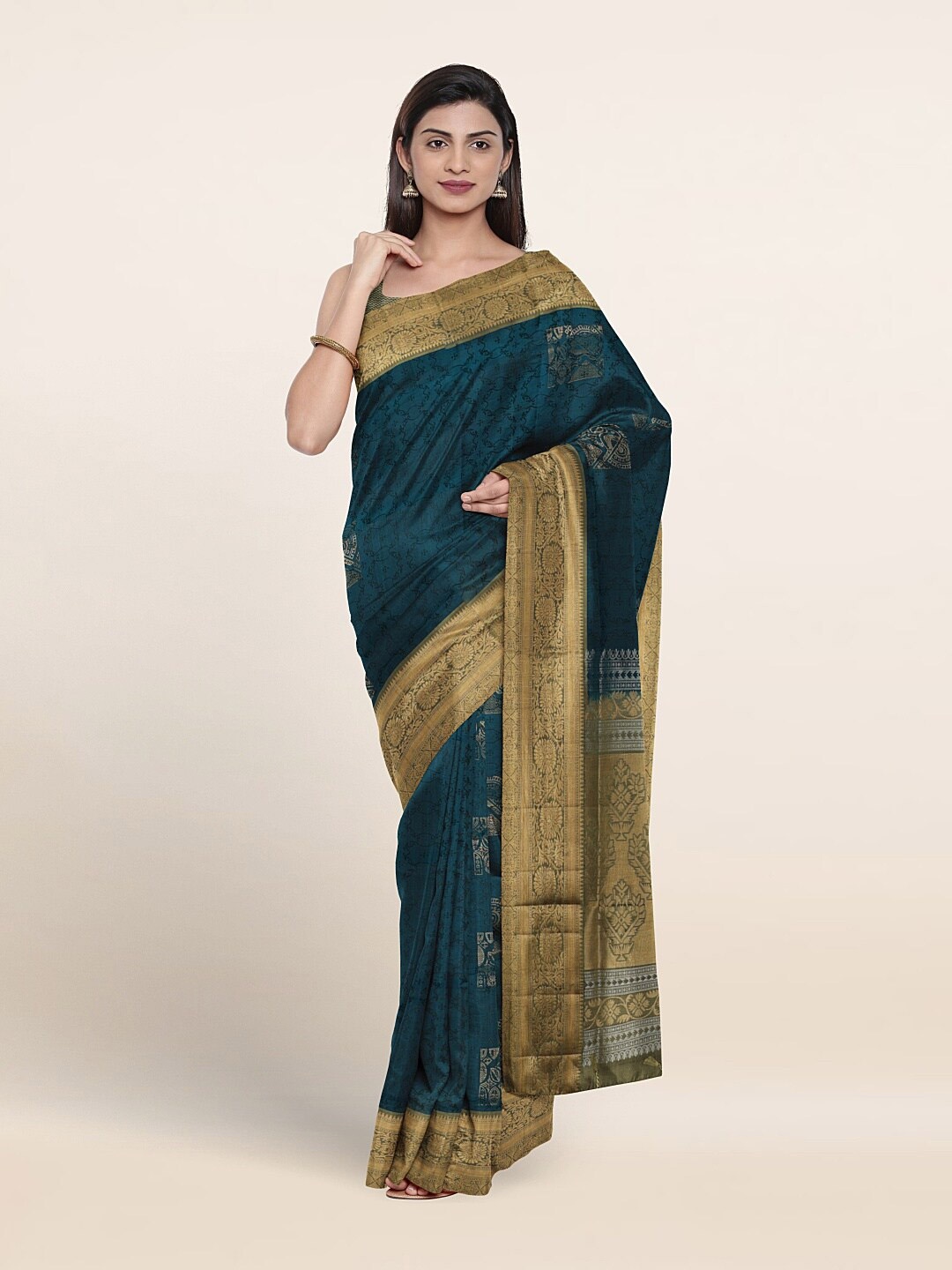 

Pothys Woven Design Zari Pure Silk Saree, Green