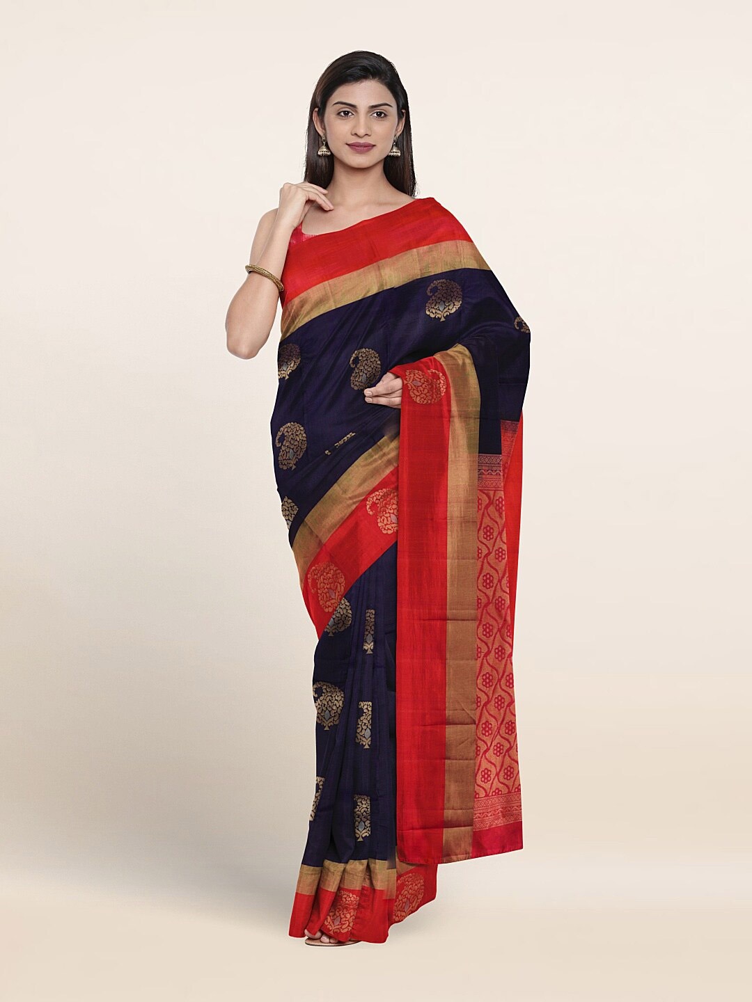

Pothys Woven Design Zari Pure Silk Saree, Blue