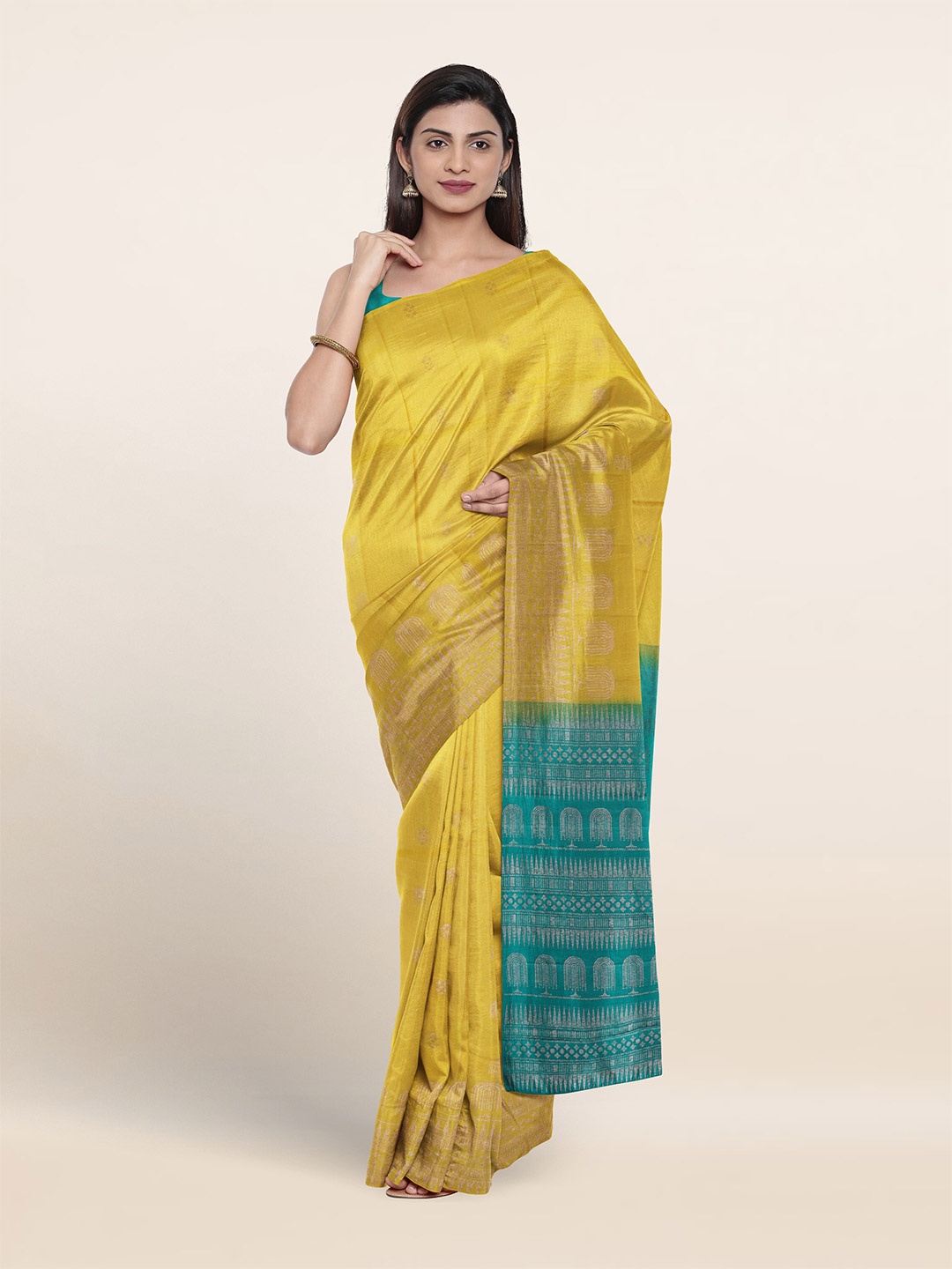 

Pothys Woven Design Zari Pure Silk Saree, Yellow