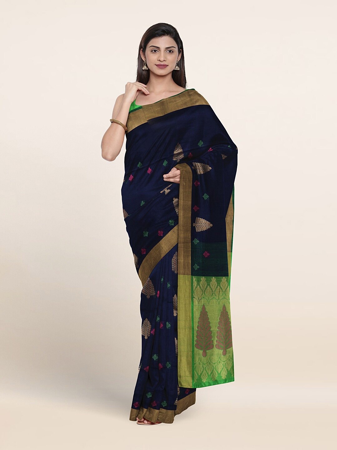 

Pothys Woven Design Zari Pure Silk Saree, Blue