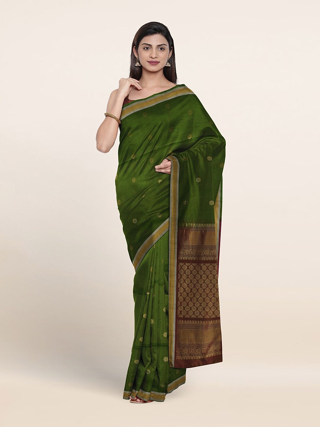 

Pothys Woven Design Zari Pure Silk Saree, Green