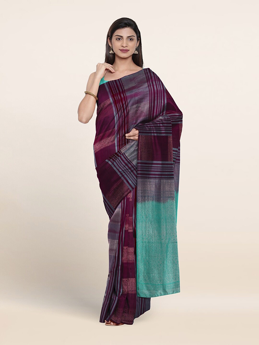 

Pothys Woven Design Zari Pure Silk Saree, Purple