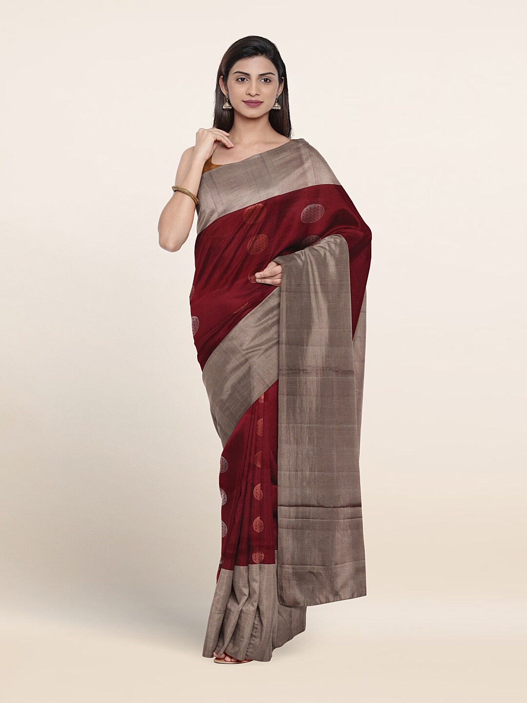 

Pothys Woven Design Zari Pure Silk Saree, Maroon