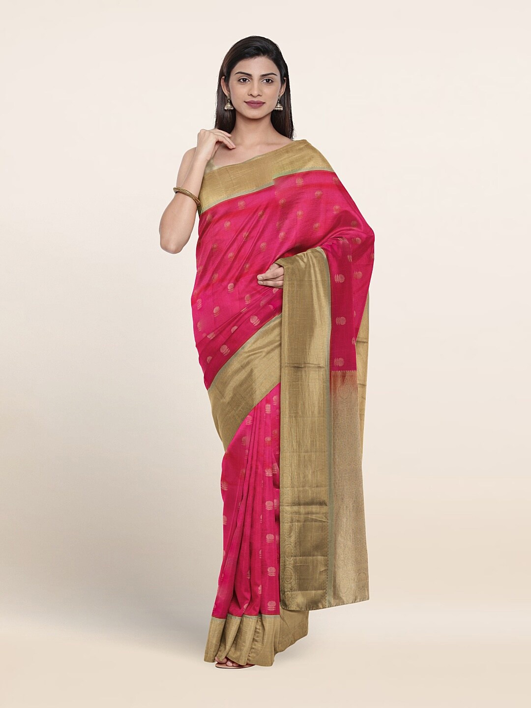 

Pothys Woven Design Zari Pure Silk Saree, Pink