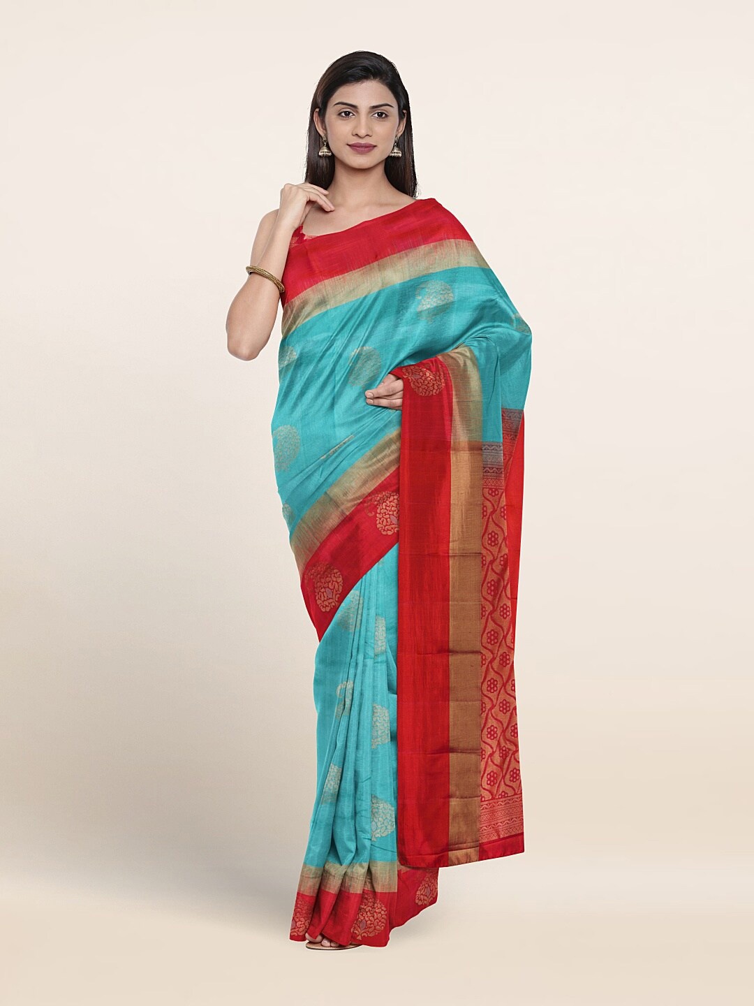 

Pothys Woven Design Pure Kanchipuram Silk Saree, Blue