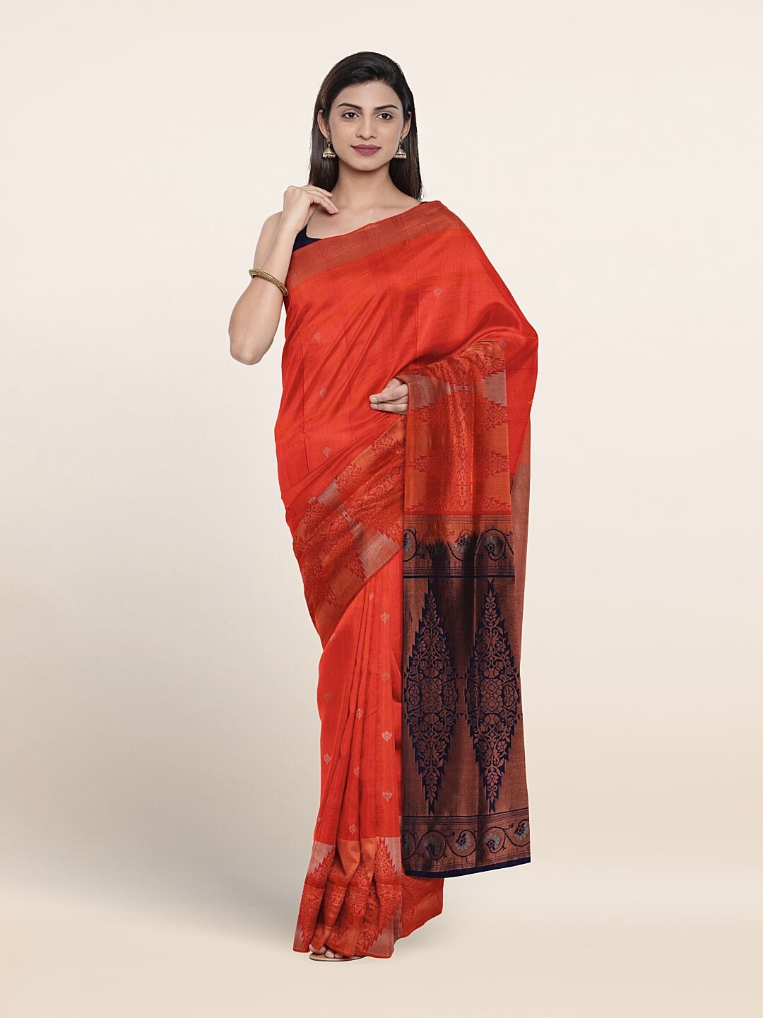 

Pothys Woven Design Zari Pure Silk Saree, Orange