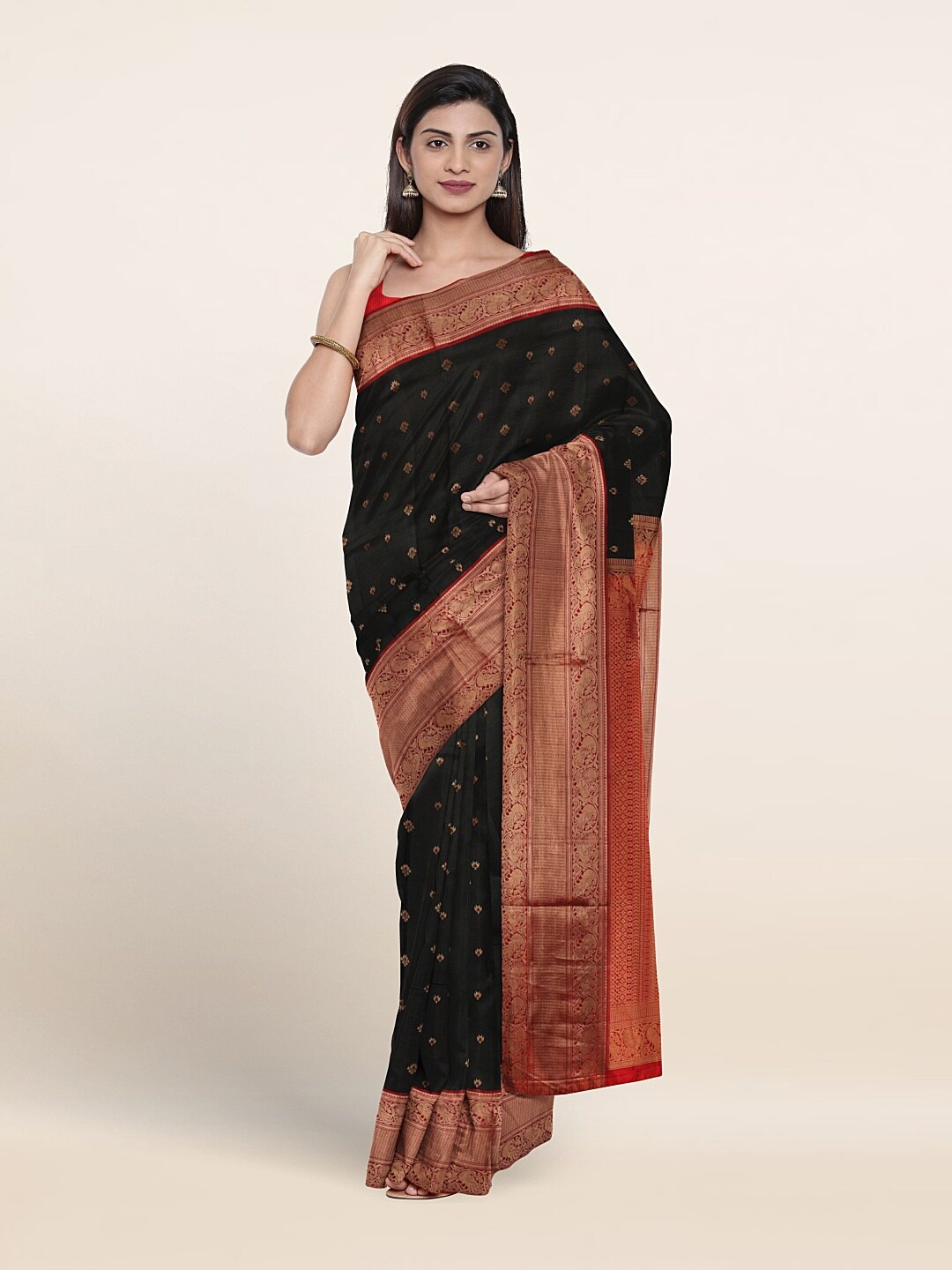 

Pothys Woven Design Zari Pure Silk Saree, Black
