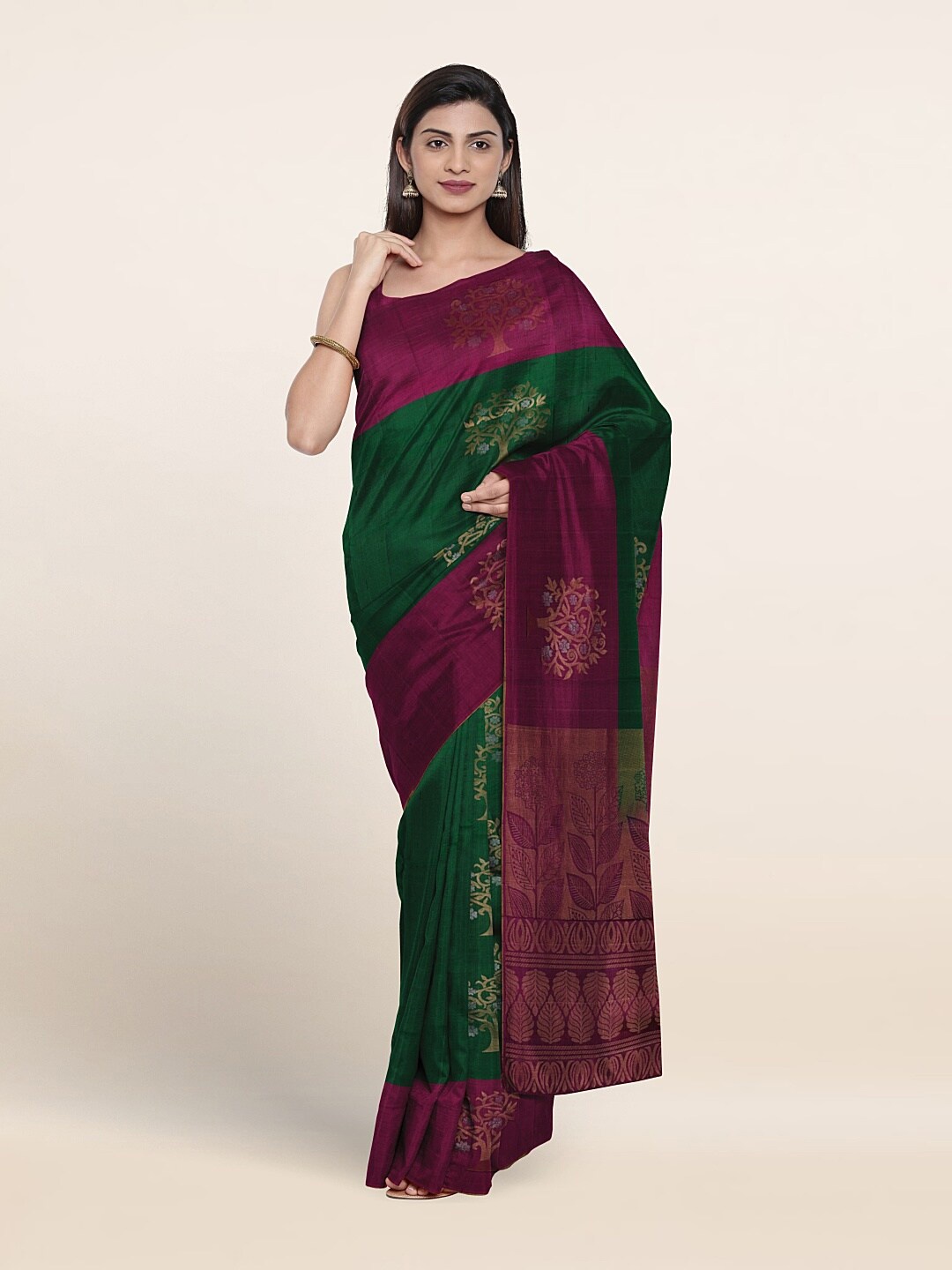 

Pothys Woven Design Pure Kanchipuram Silk Saree, Green