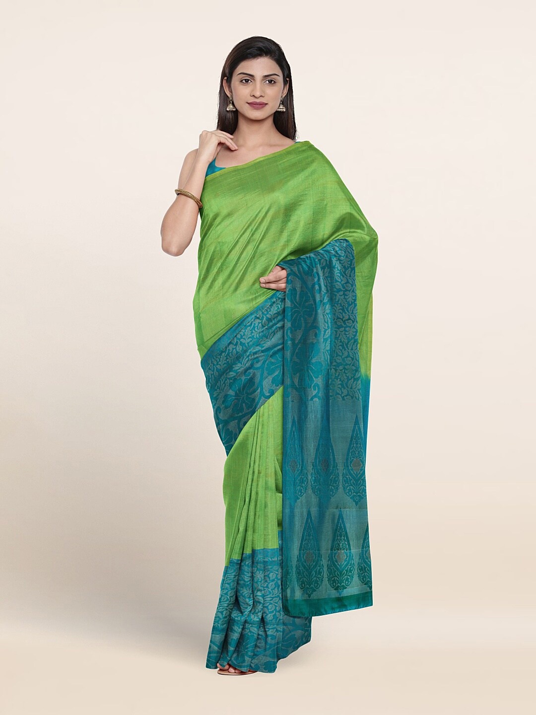

Pothys Woven Design Zari Pure Silk Saree, Green