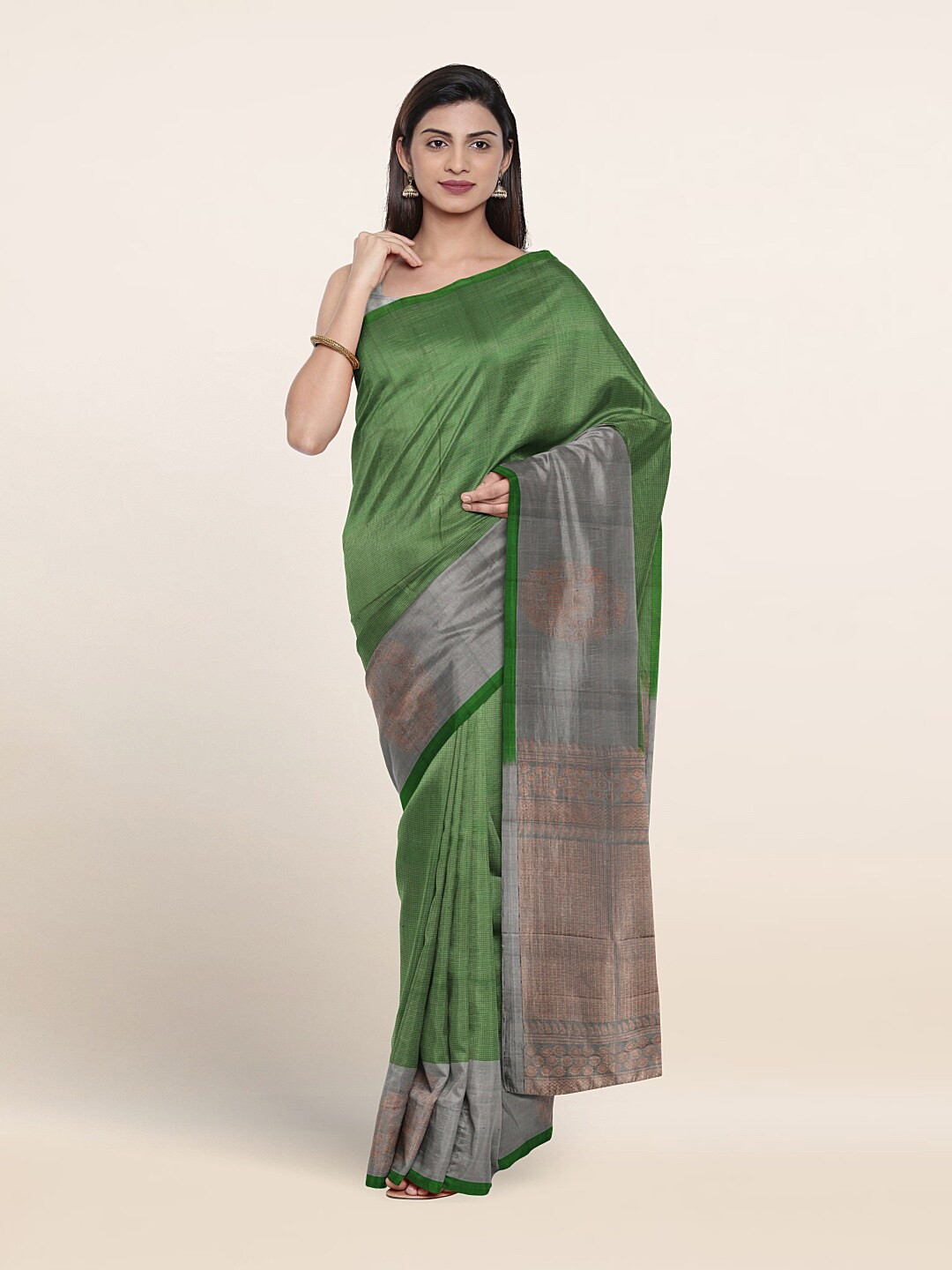 

Pothys Woven Design Zari Pure Silk Saree, Green