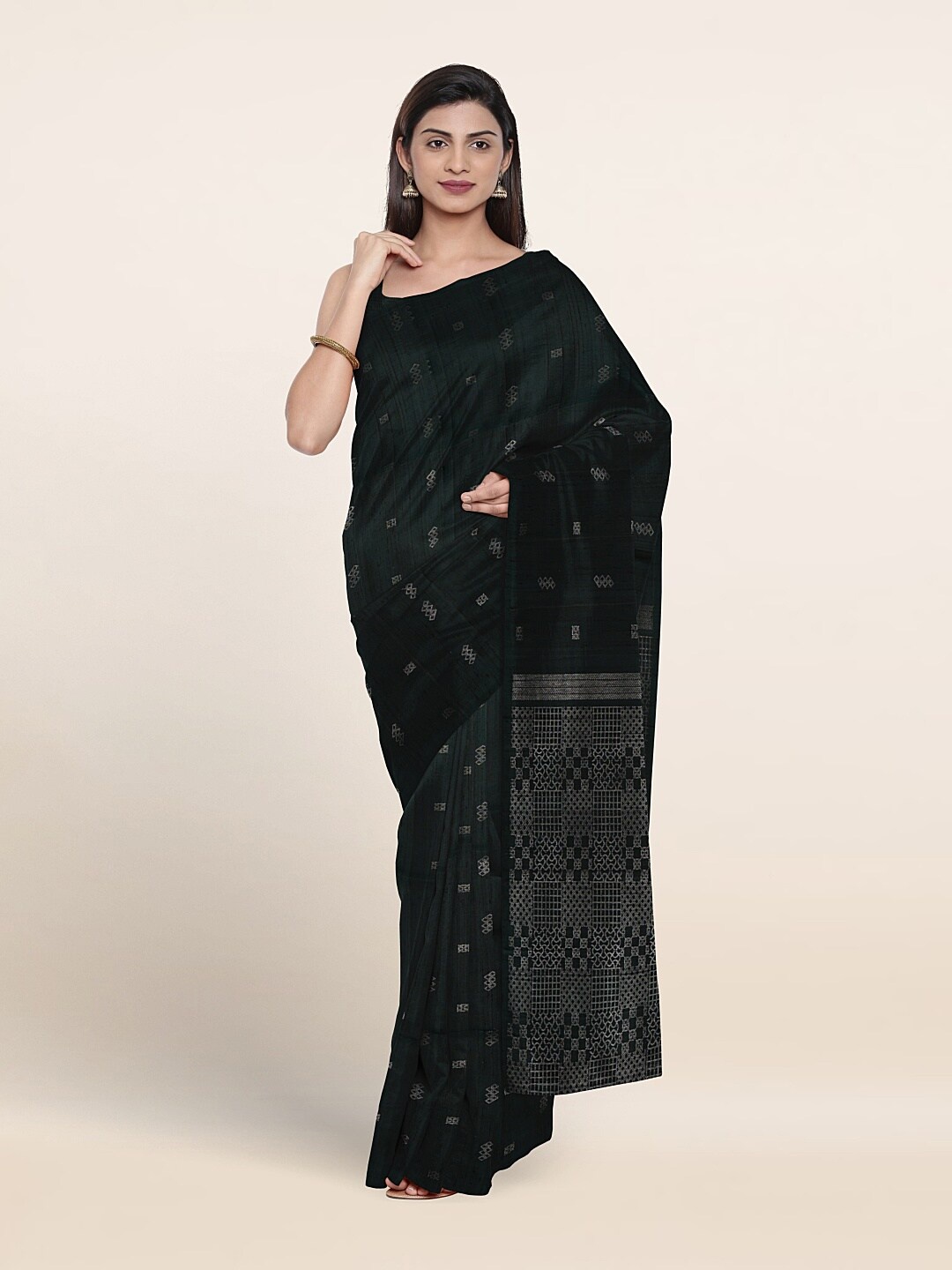 

Pothys Pure Kanchipuram Mayuri Woven Design Zari Pure Silk Saree, Green