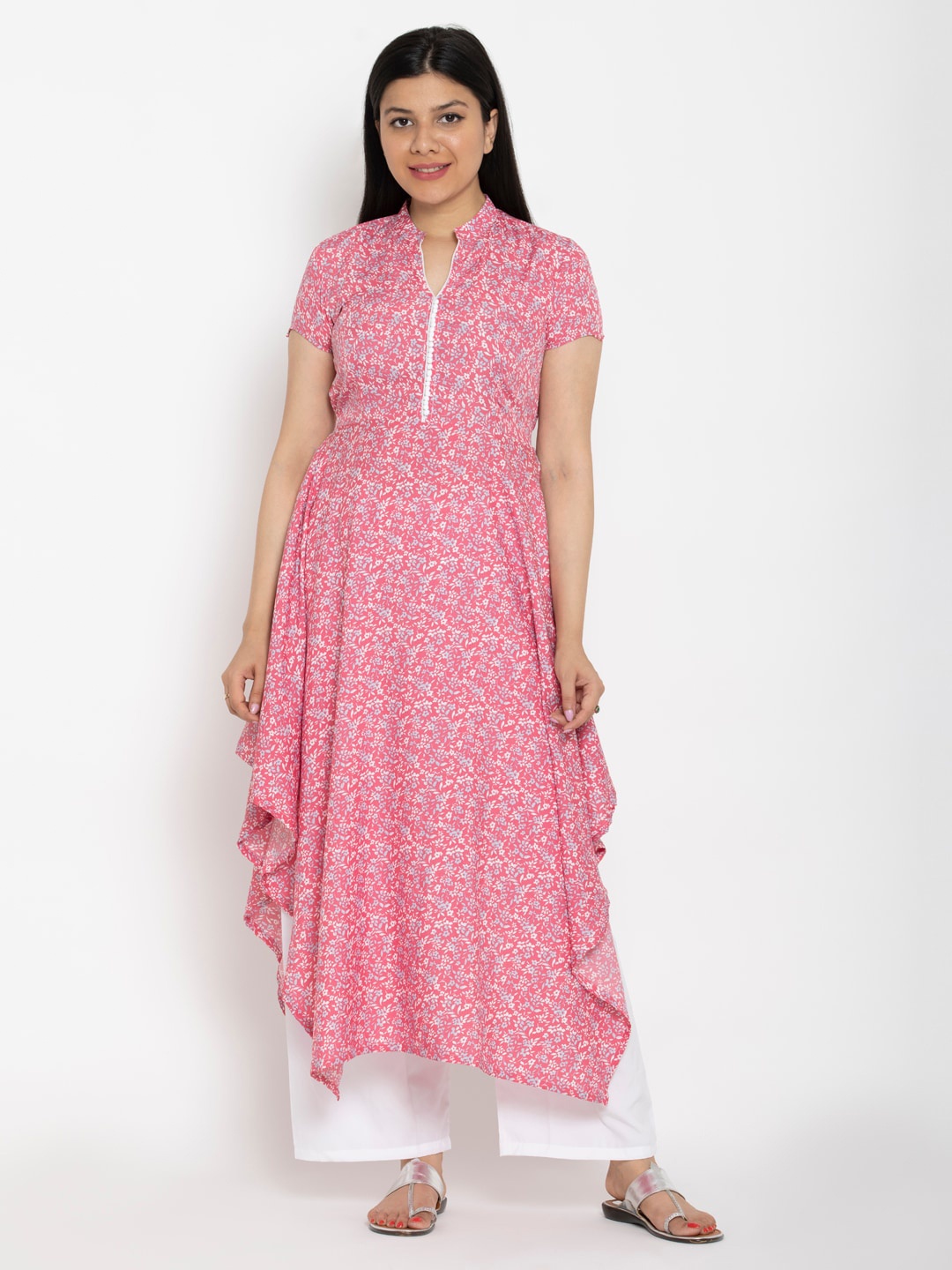 

DEGE Women Floral Printed Kurta, Pink