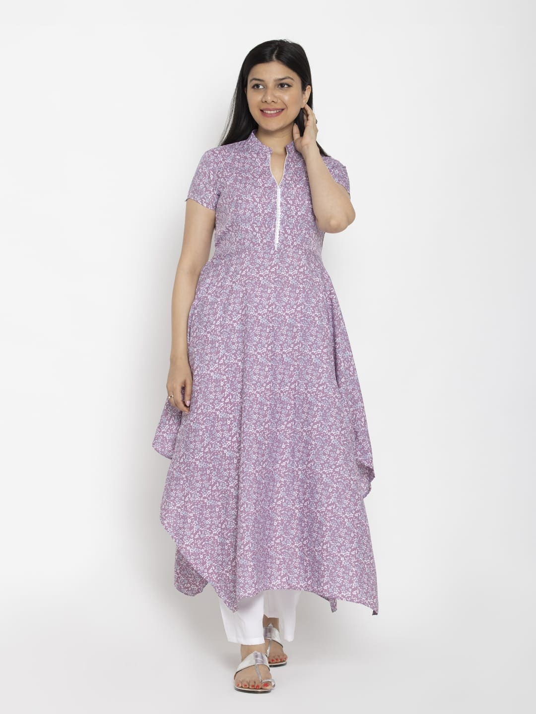 

DEGE Women Floral Printed Kurta, Purple
