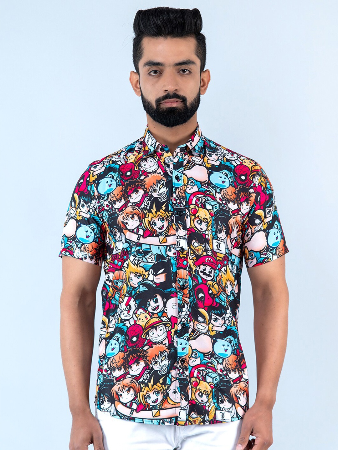 

Tistabene Men Printed Casual Cotton Shirt, Black