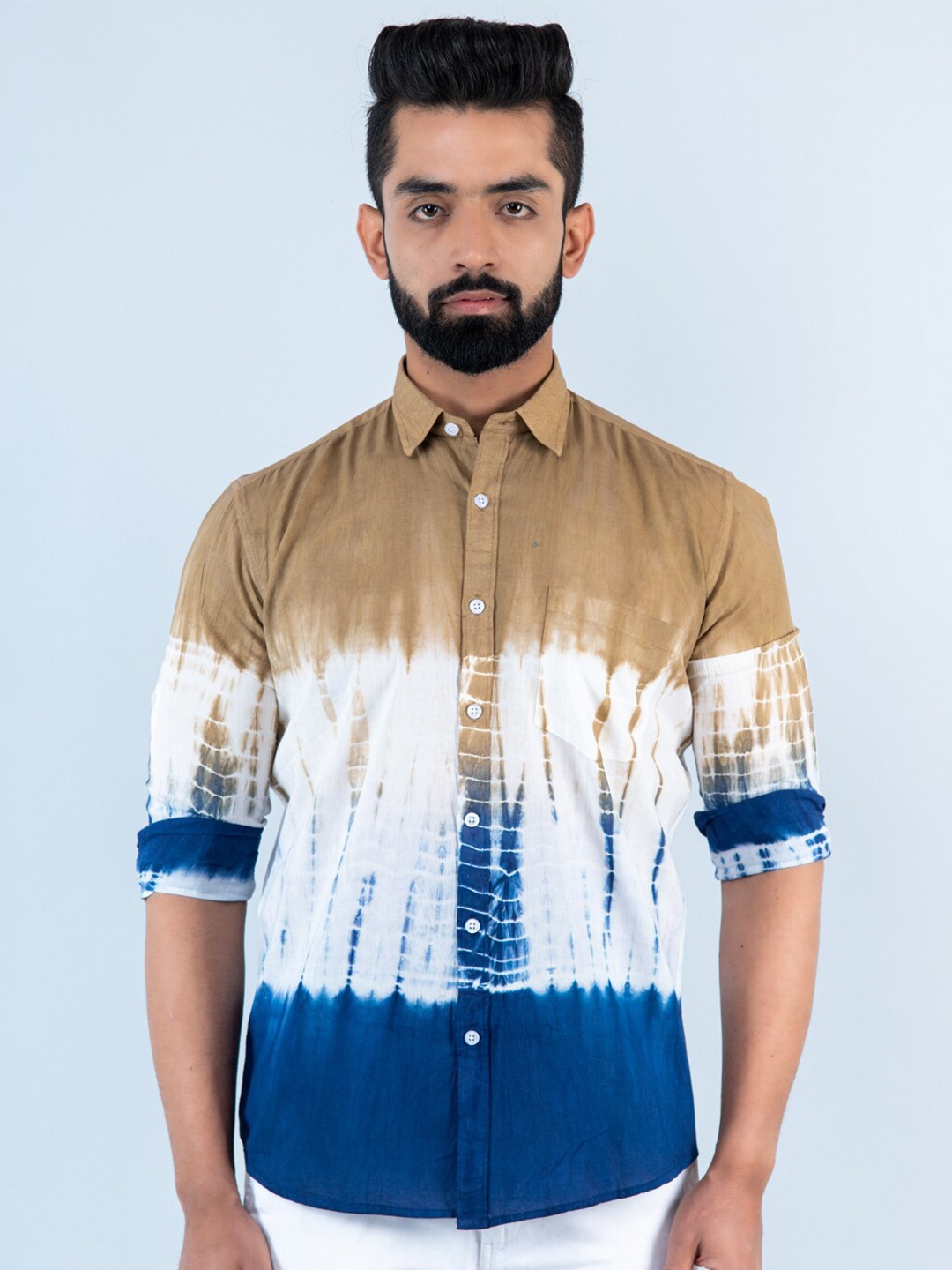 

Tistabene Men Tie And Dye Casual Cotton Shirt, Brown