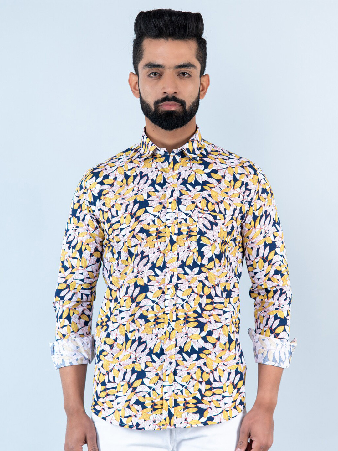

Tistabene Men Floral Printed Casual Cotton Shirt, Navy blue