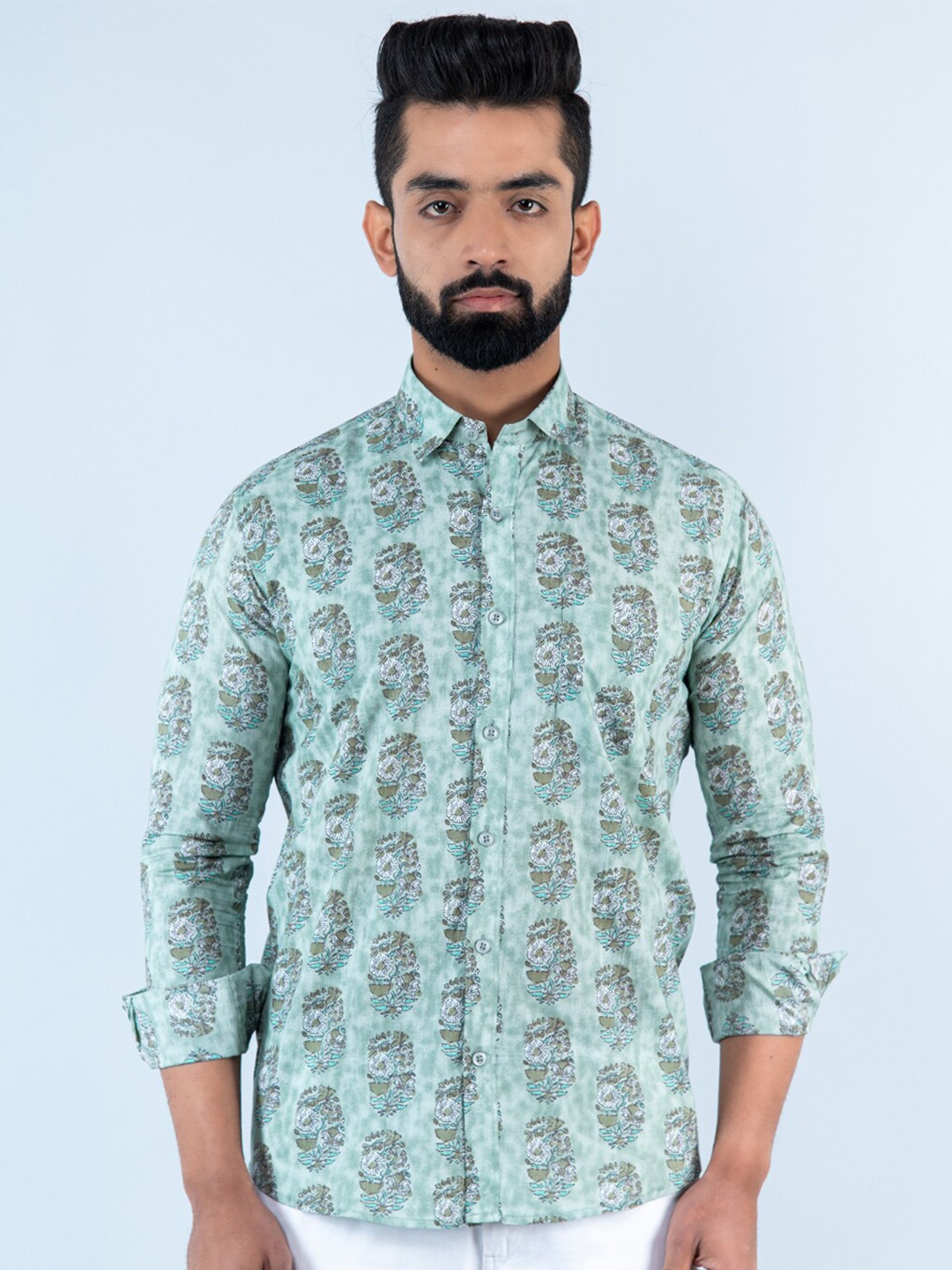 

Tistabene Men Floral Printed Casual Cotton Shirt, Blue