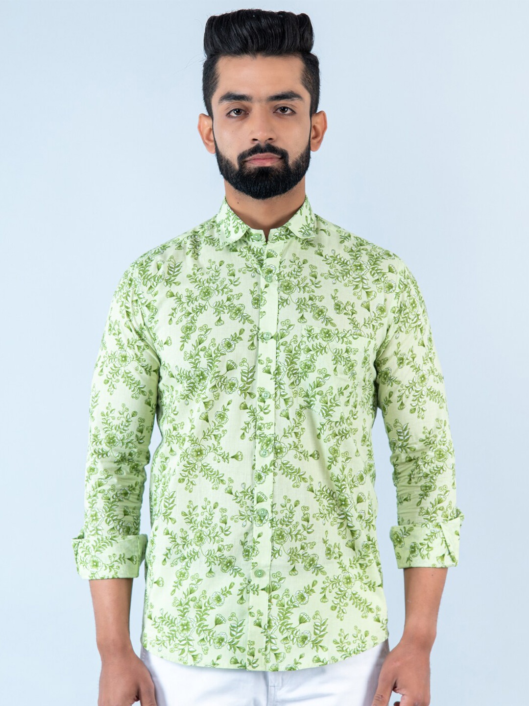 

Tistabene Men Floral Printed Casual Cotton Shirt, Green